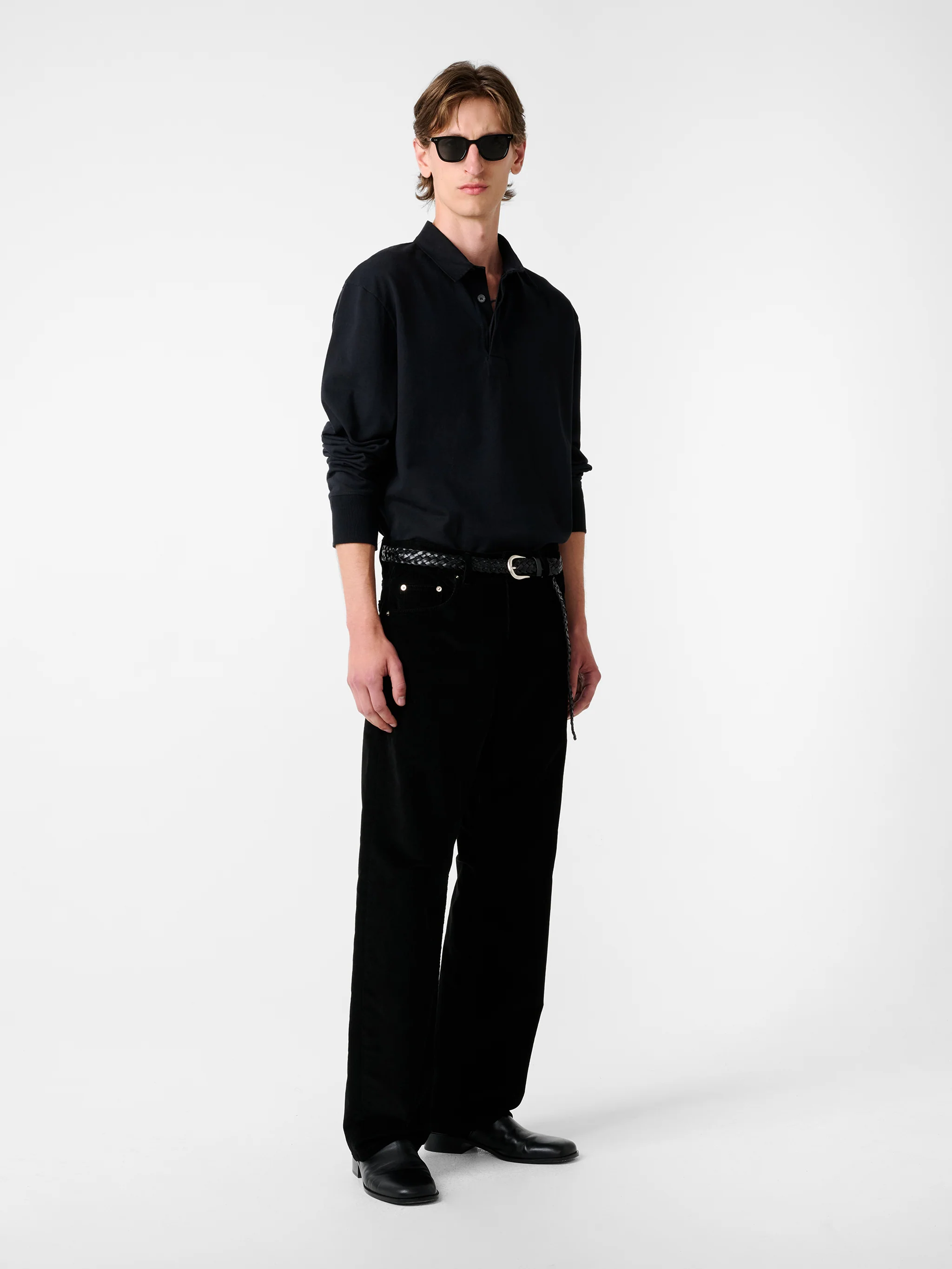Alyk Long Sleeve Polo in Black - Image 2