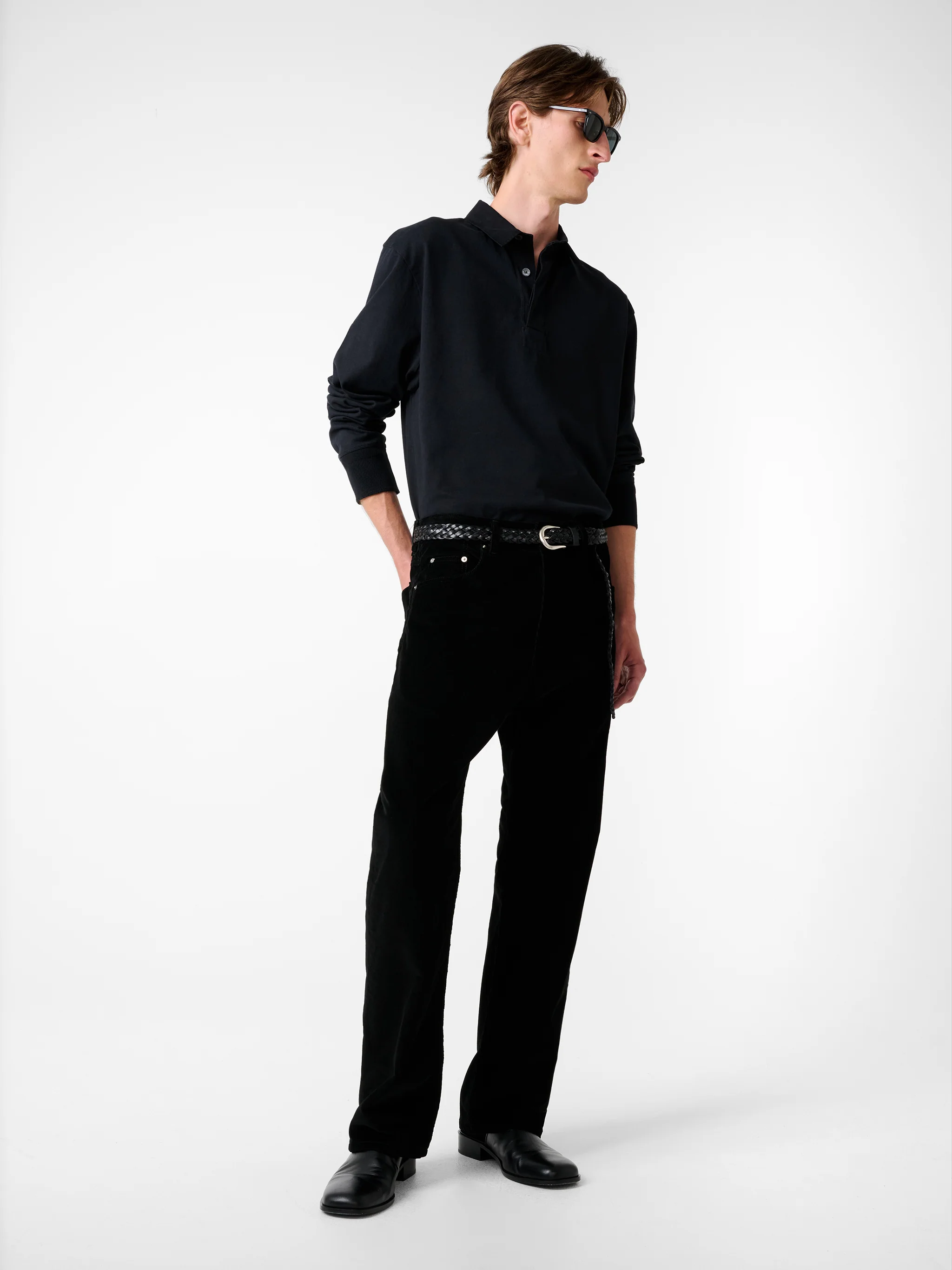 Alyk Long Sleeve Polo in Black - Image 4