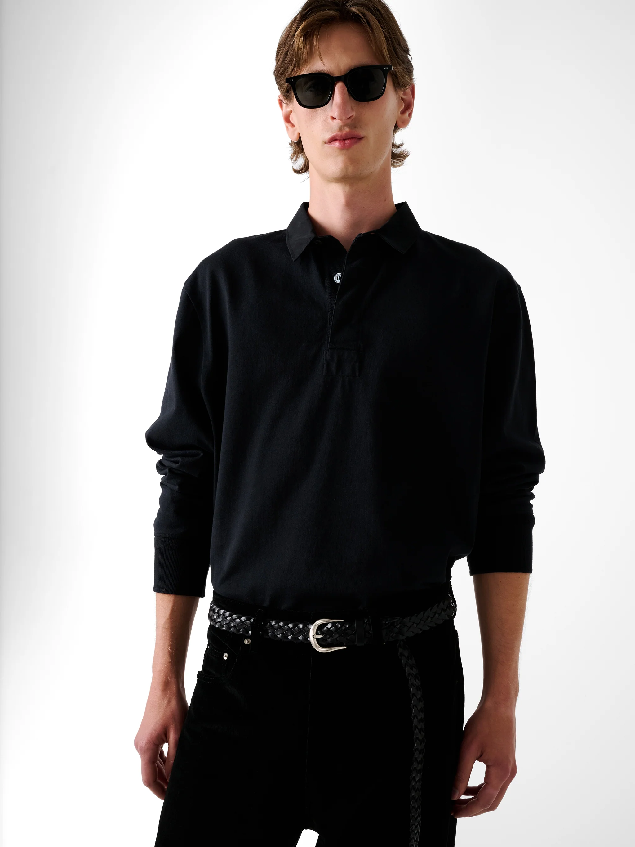 Alyk Long Sleeve Polo in Black - Image 5