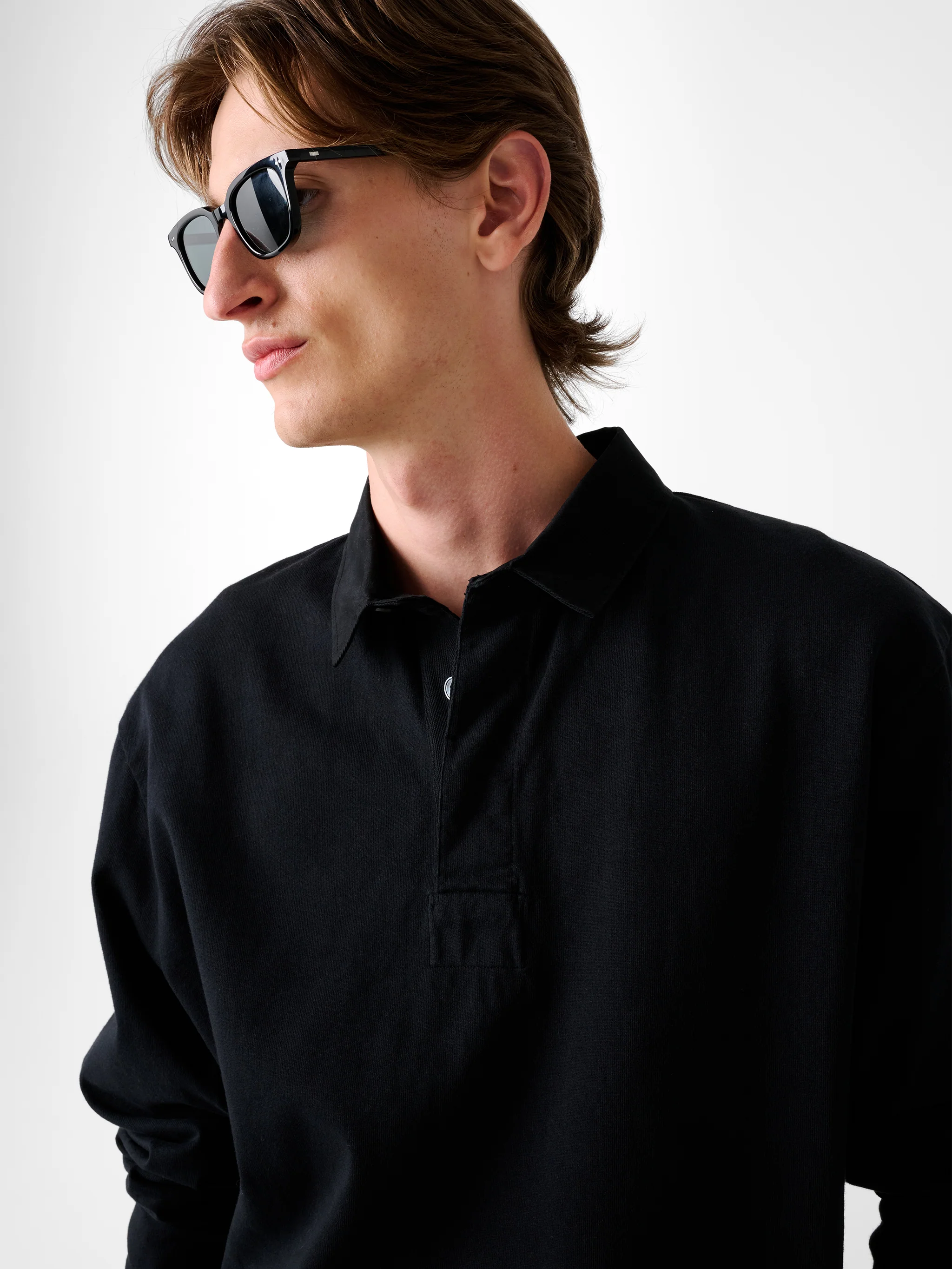 Alyk Long Sleeve Polo in Black - Image 6