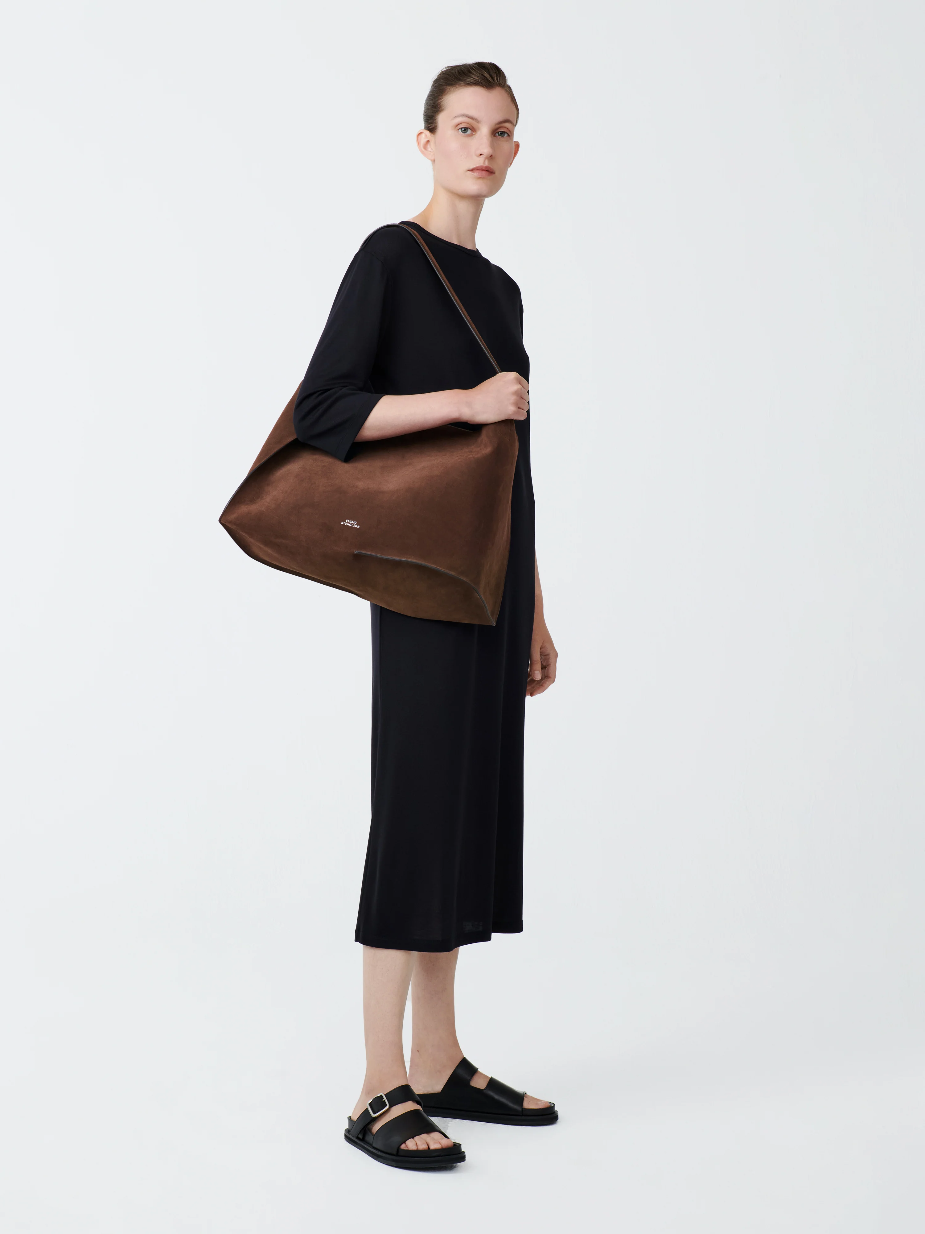 Banner Jersey Dress in Darkest Navy - Image 2
