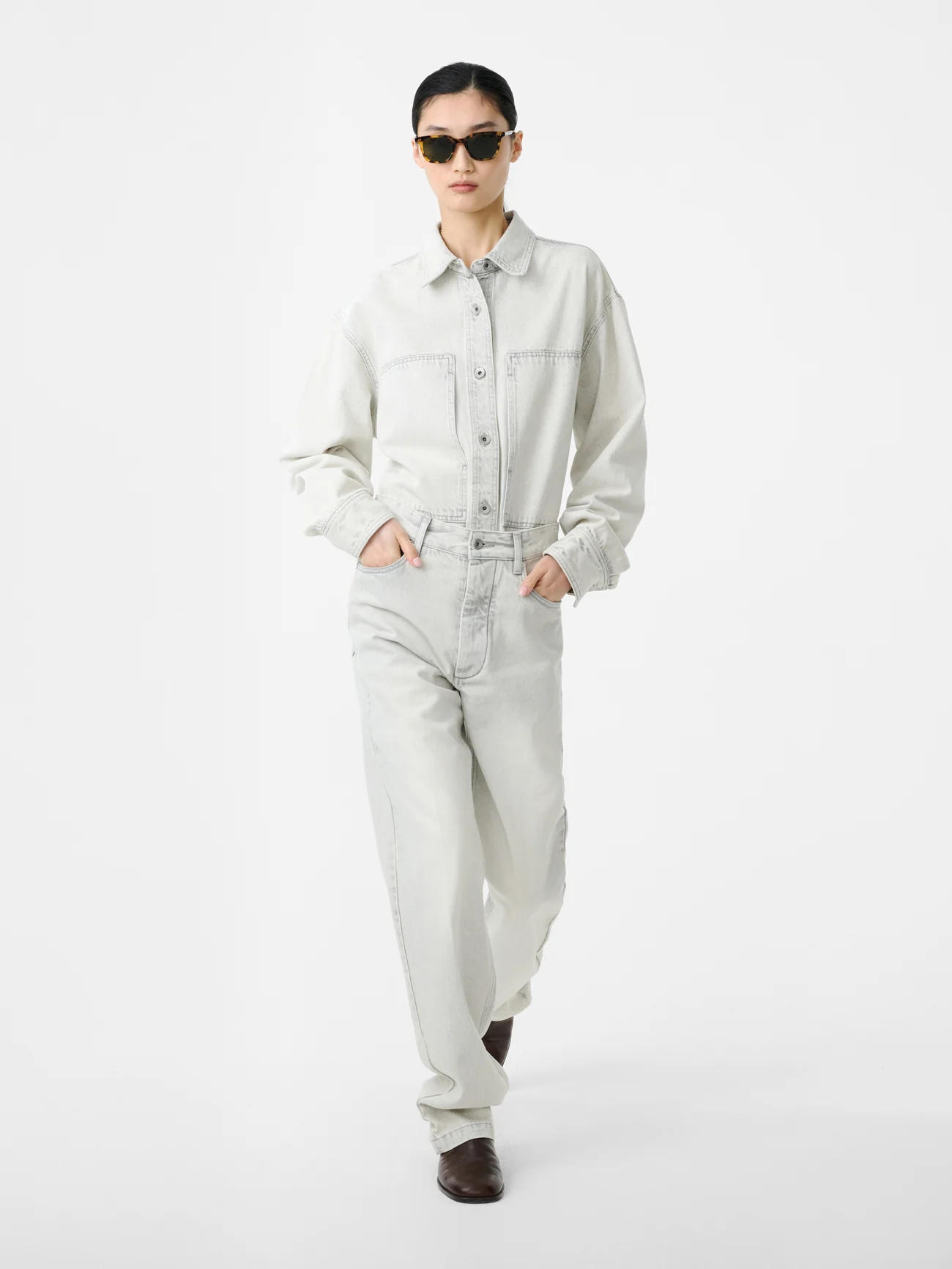 Barra Straight Leg Denim Pant in Pumice - Image 3