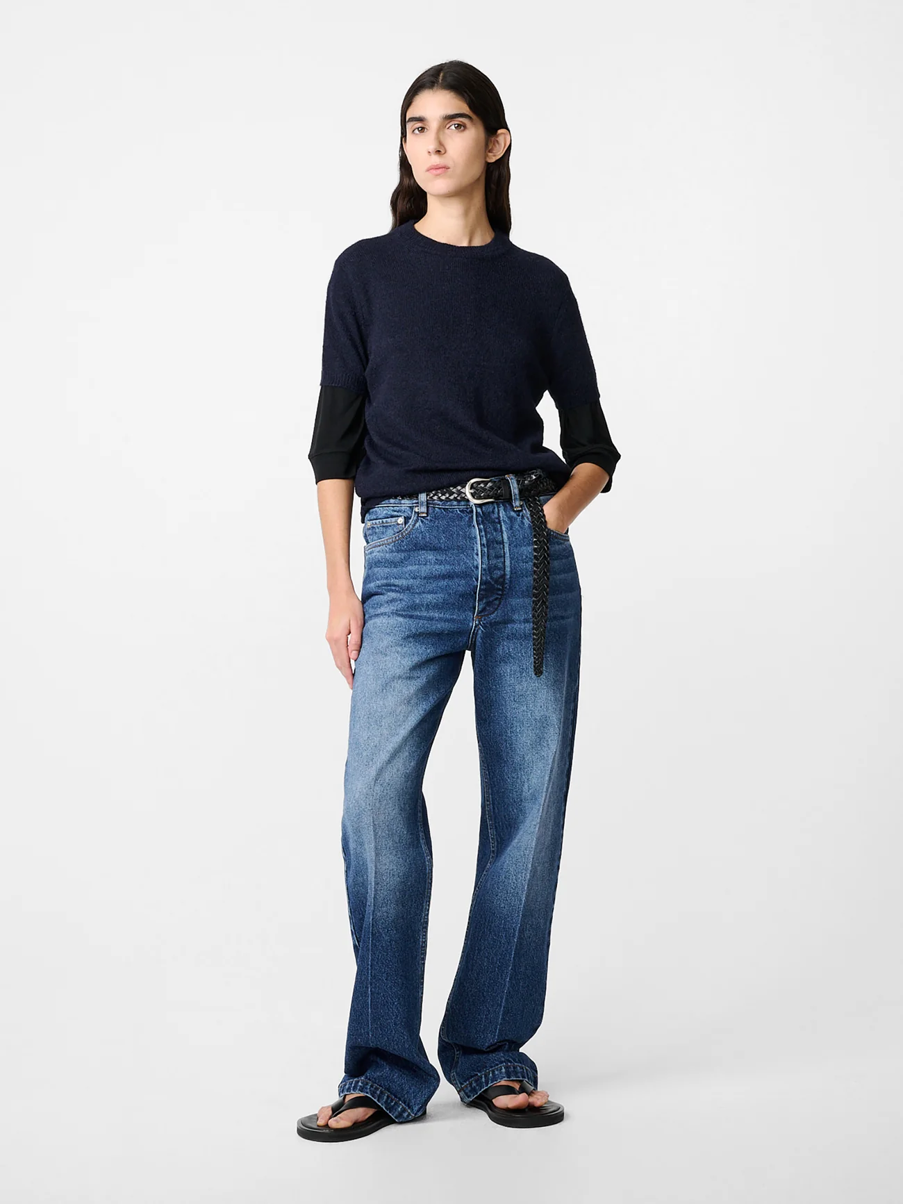 Barra Straight Leg Denim Pant in Worn Wash Indigo - Image 2