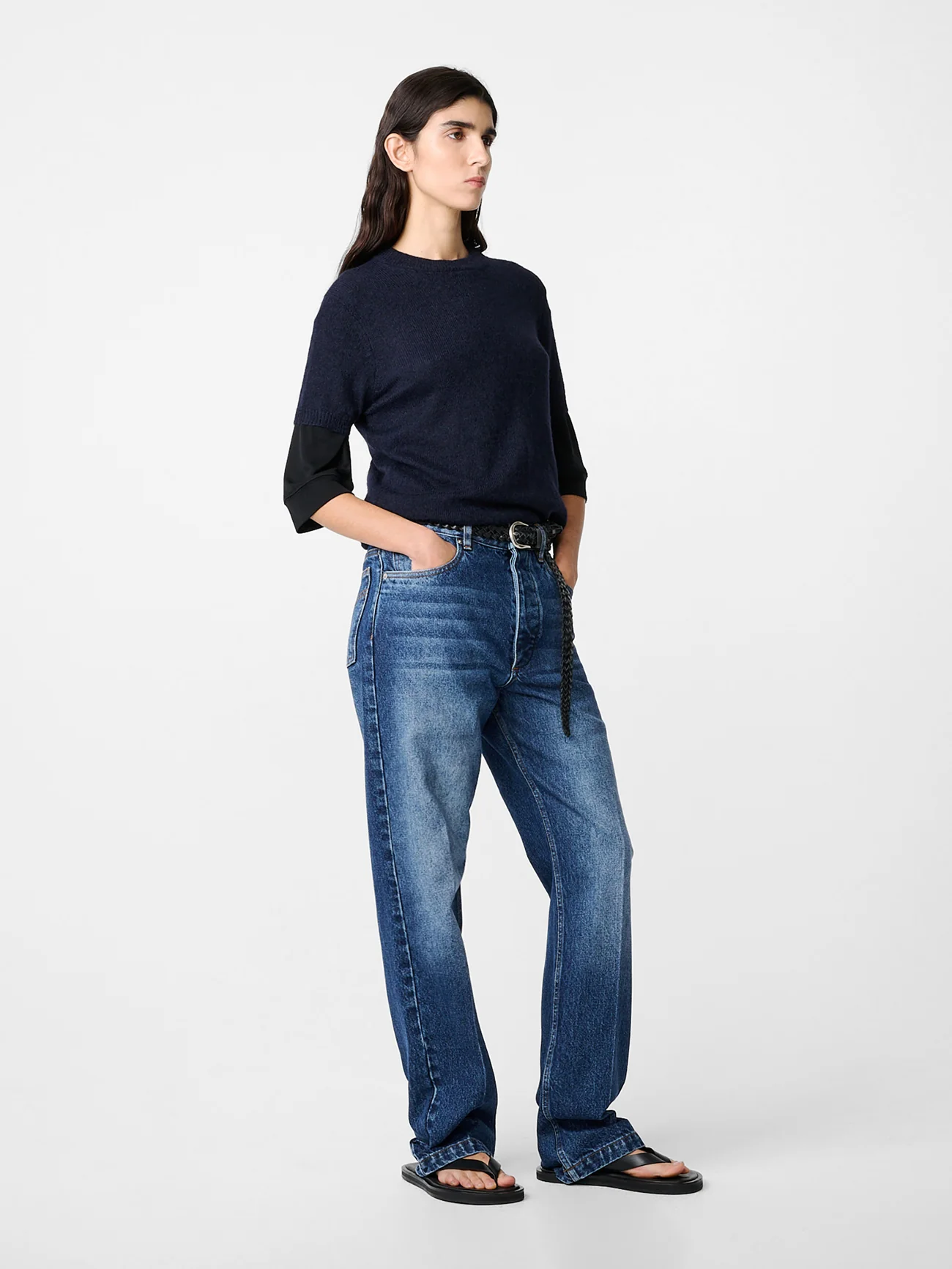 Barra Straight Leg Denim Pant in Worn Wash Indigo - Image 3
