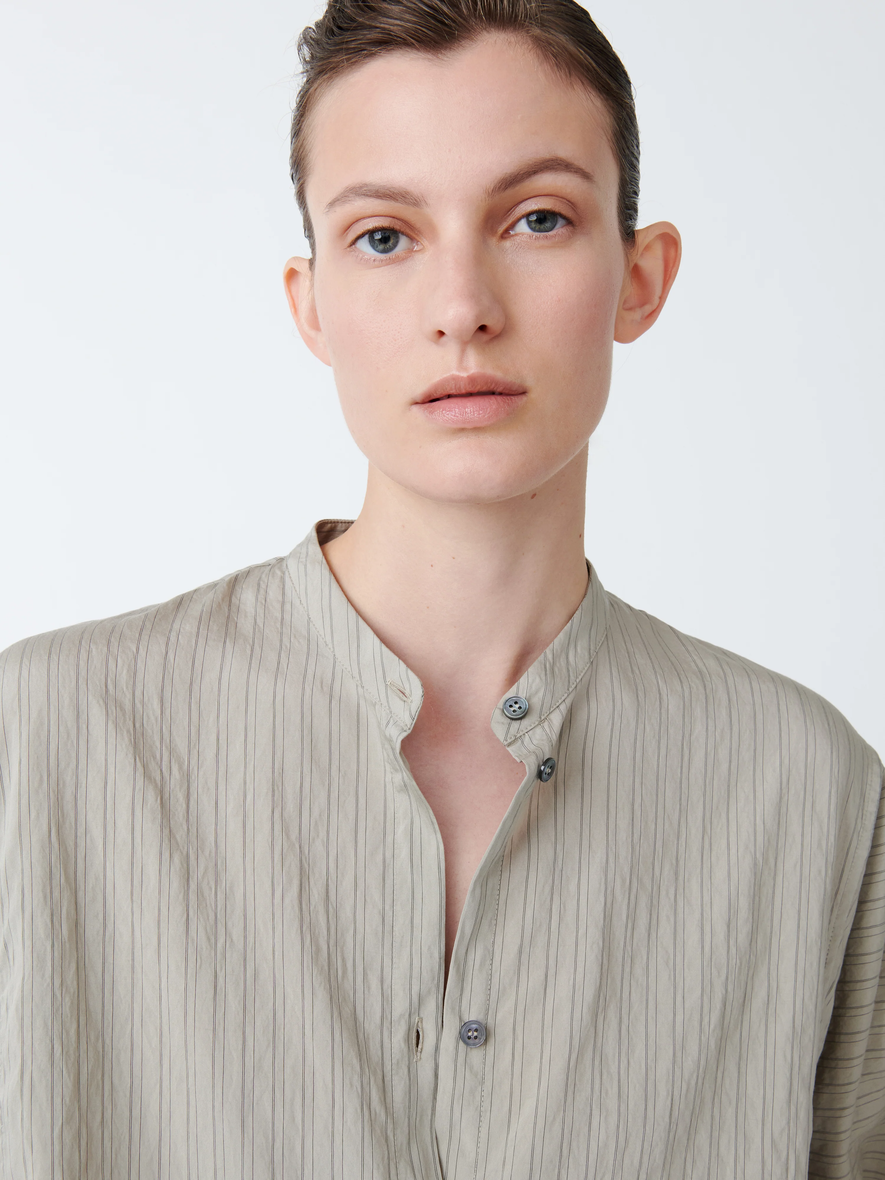 Bonsho Shirt in Pebble / Black Stripe - Image 3