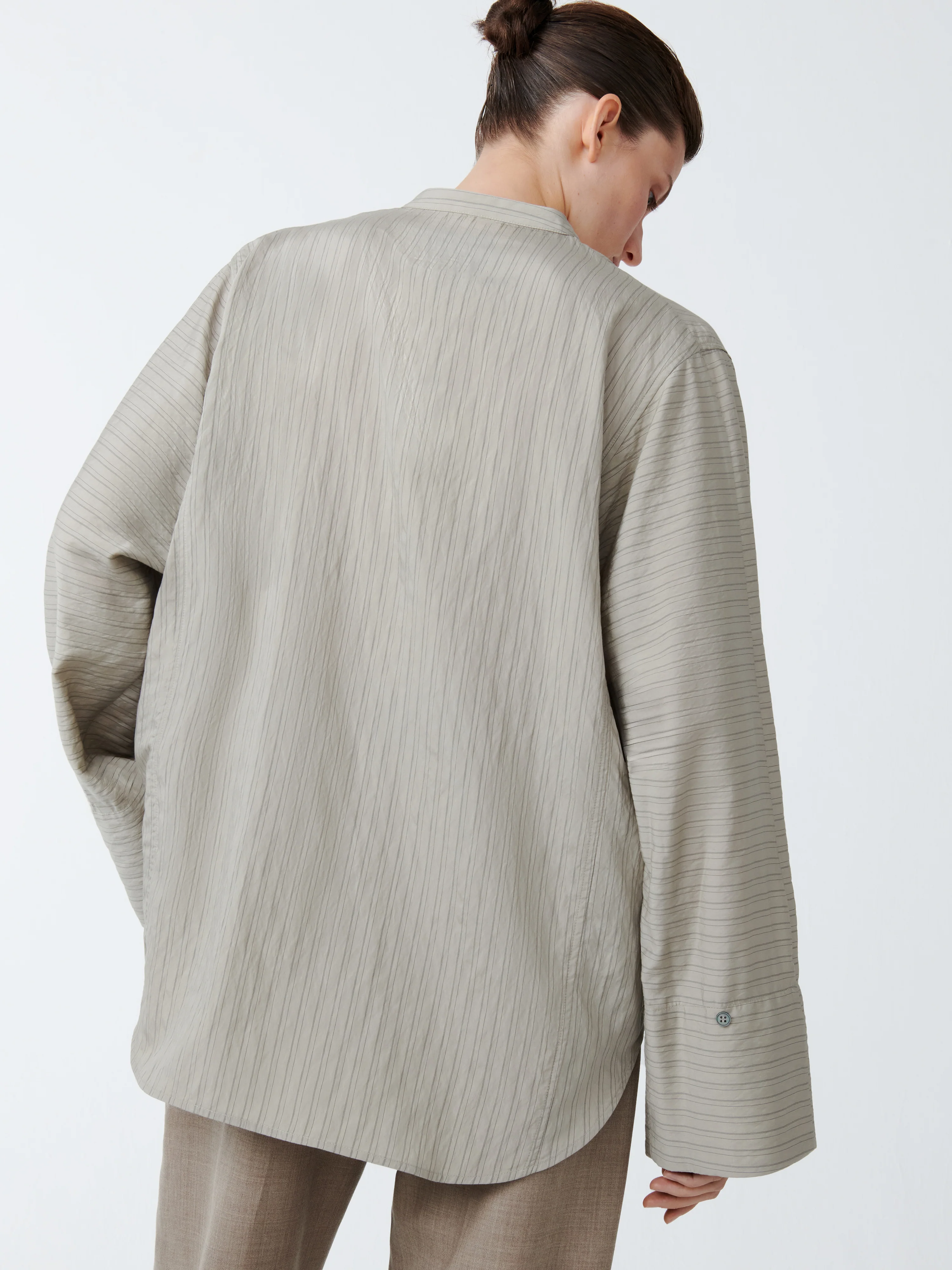 Bonsho Shirt in Pebble / Black Stripe - Image 5