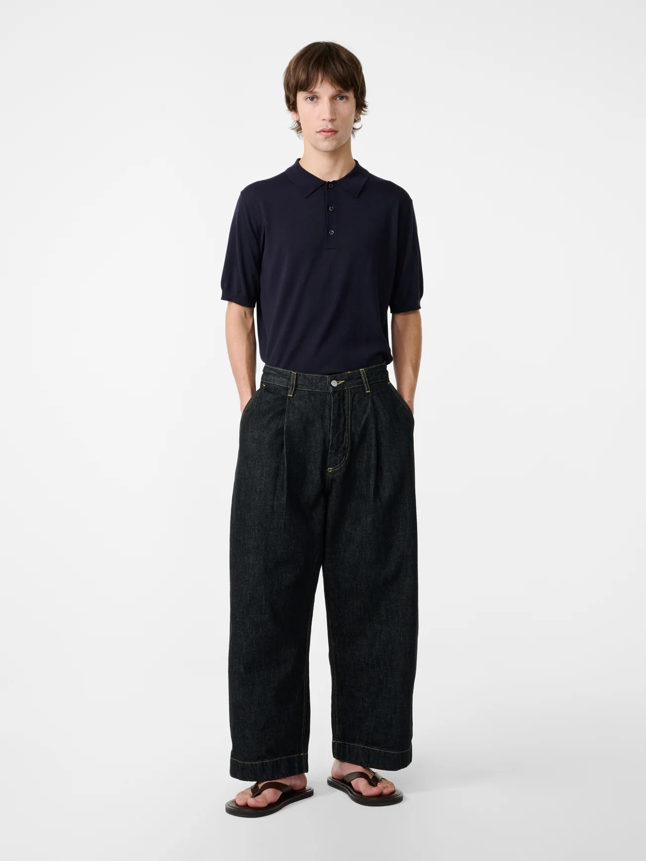 Bridges Italian Wide Leg Denim Pant in Black