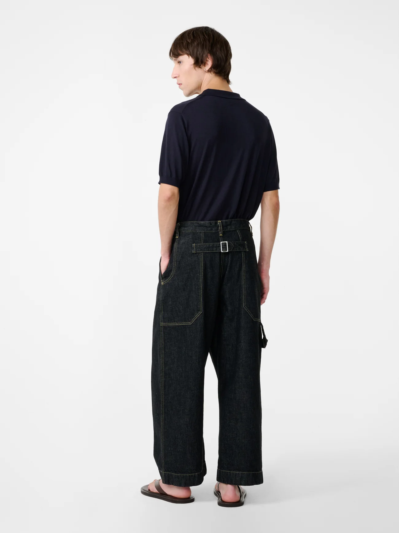 Bridges Italian Wide Leg Denim Pant in Black - Image 2