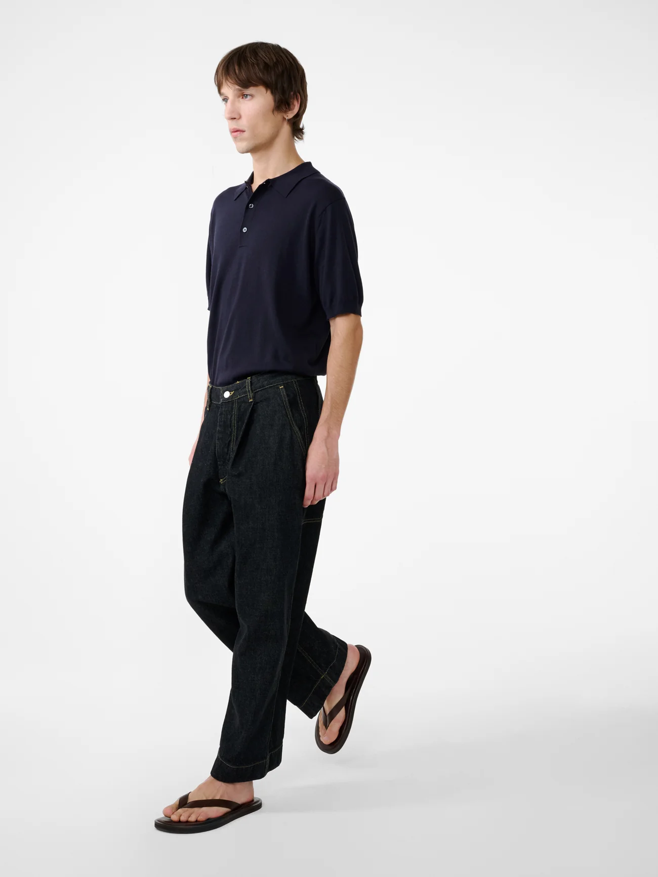 Bridges Italian Wide Leg Denim Pant in Black - Image 3