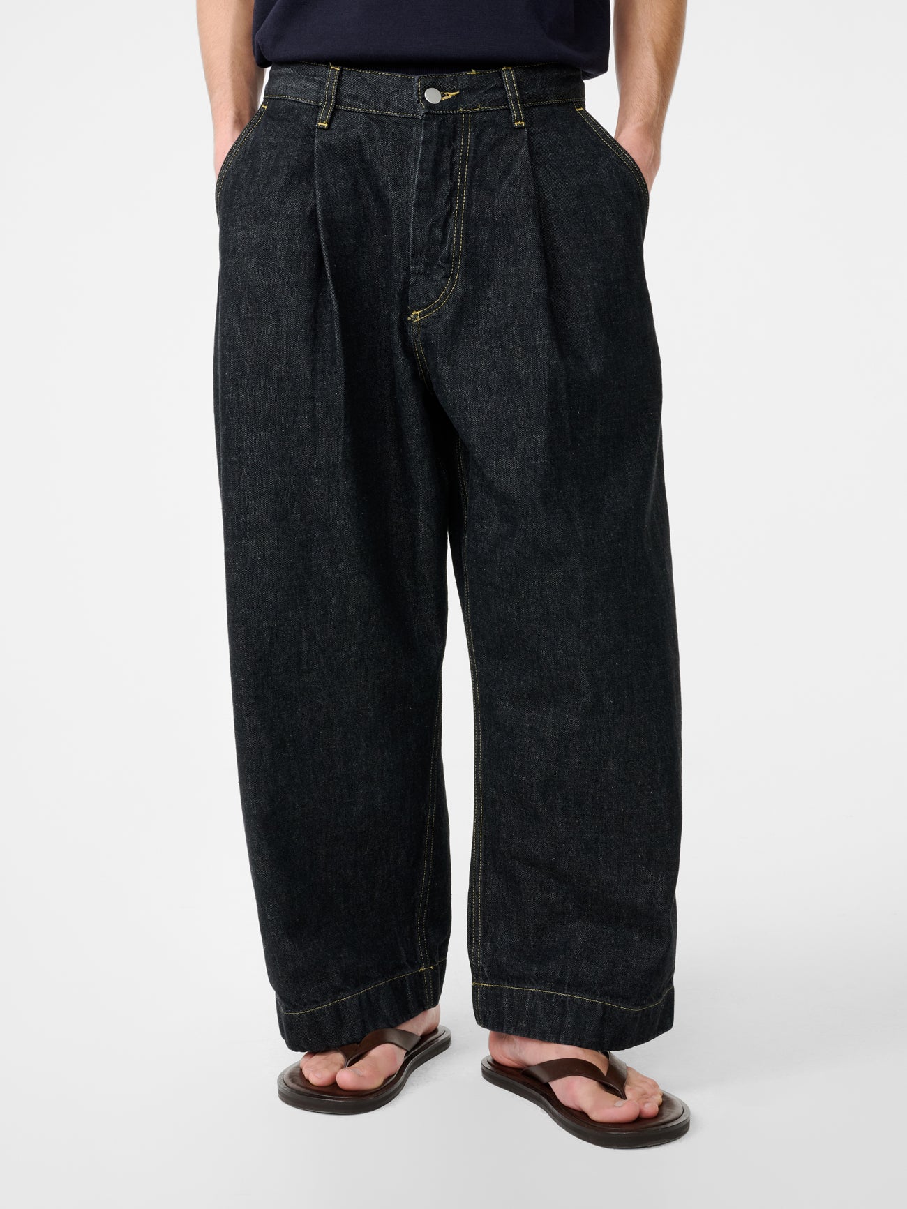 Bridges Italian Wide Leg Denim Pant in Black - Image 4