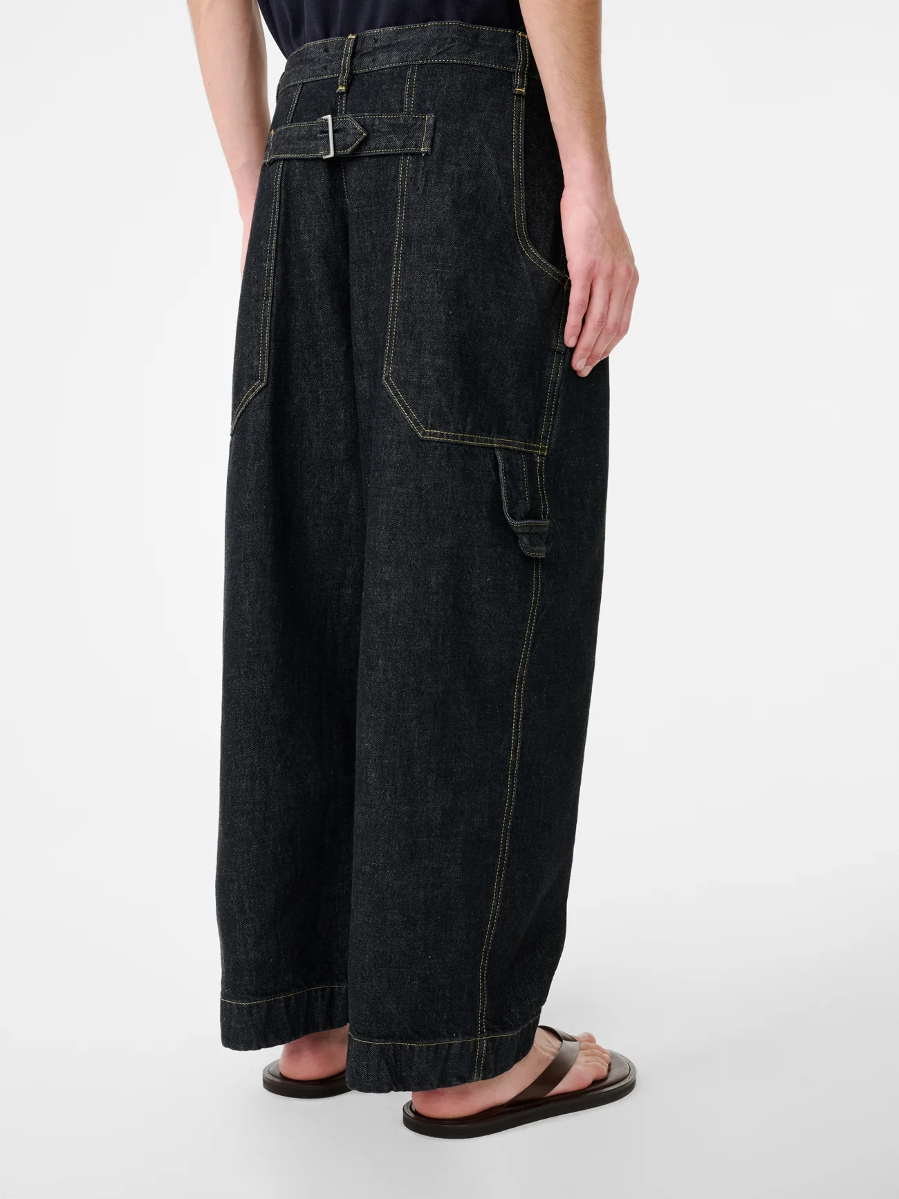 Bridges Italian Wide Leg Denim Pant in Black - Image 5