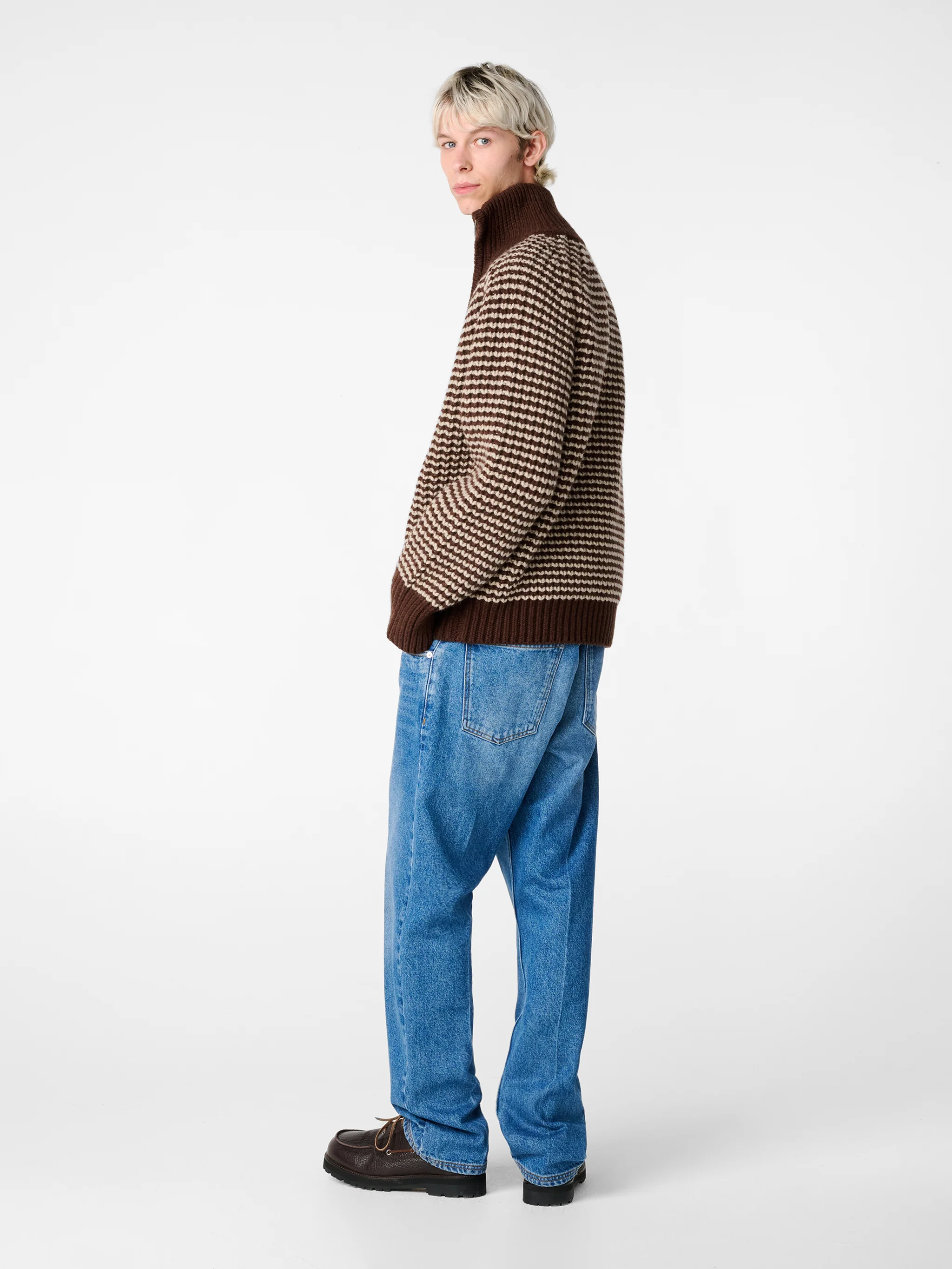Bristol Knit in Chocolate Oatmeal Stripe - Image 3