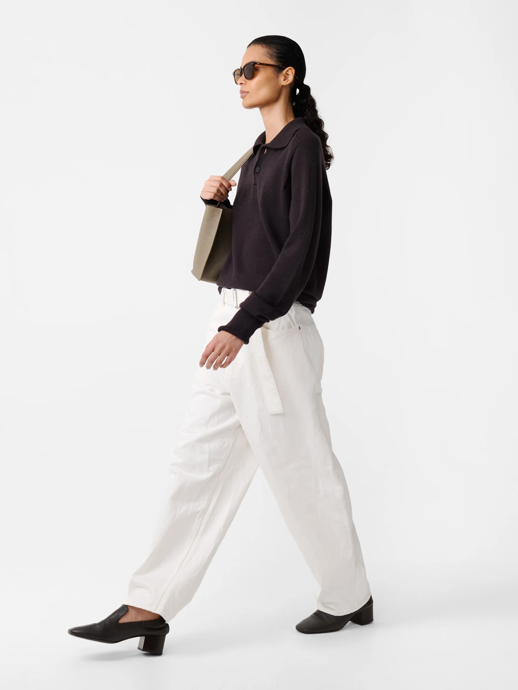 Cahun Crinkle Denim Pant in White - Image 4