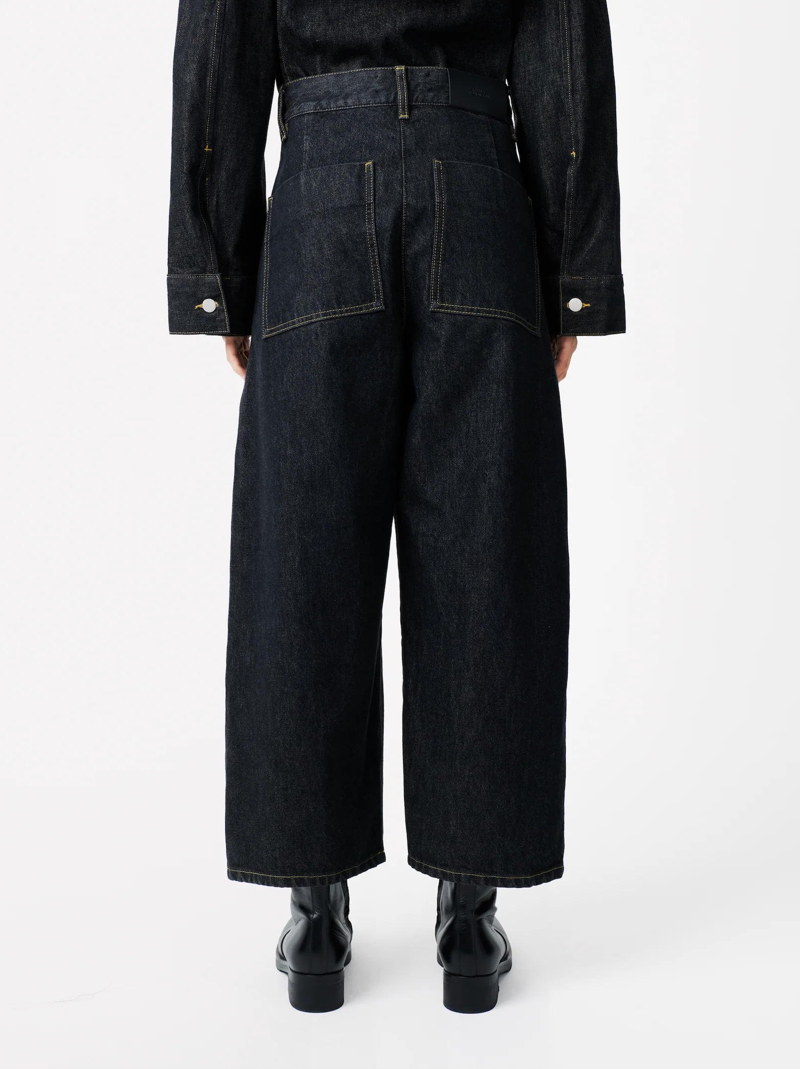 Chalco Italian Wide Leg Denim Pant in Black - Image 5