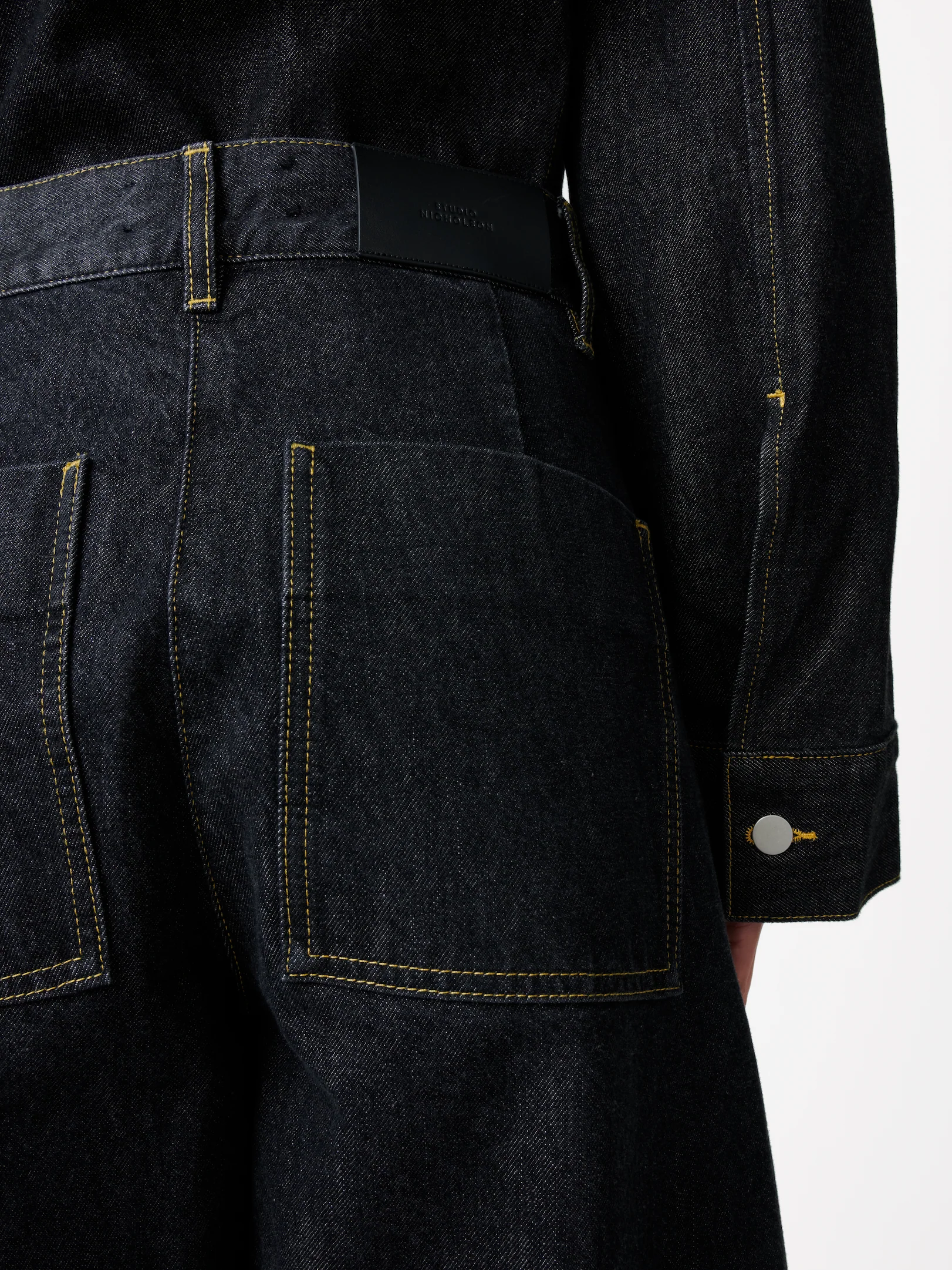 Chalco Italian Wide Leg Denim Pant in Black - Image 6