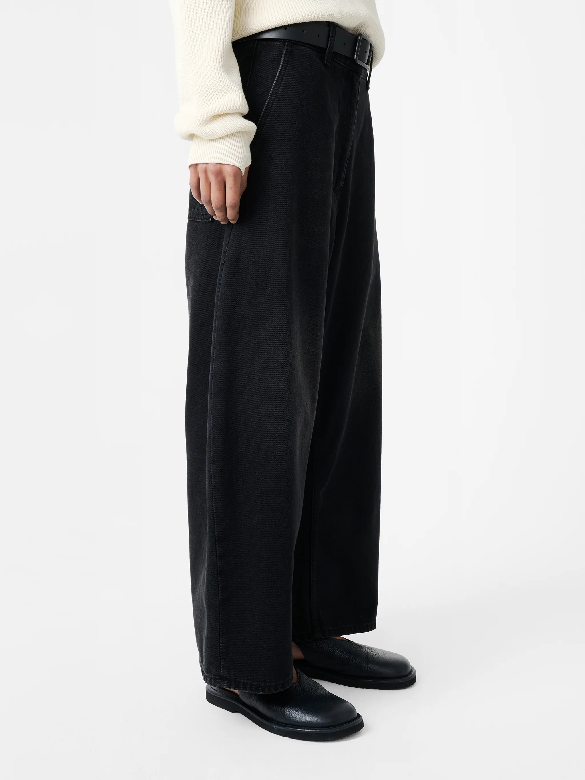 Chalco Wide Leg Denim Pant in Washed Black - Image 7