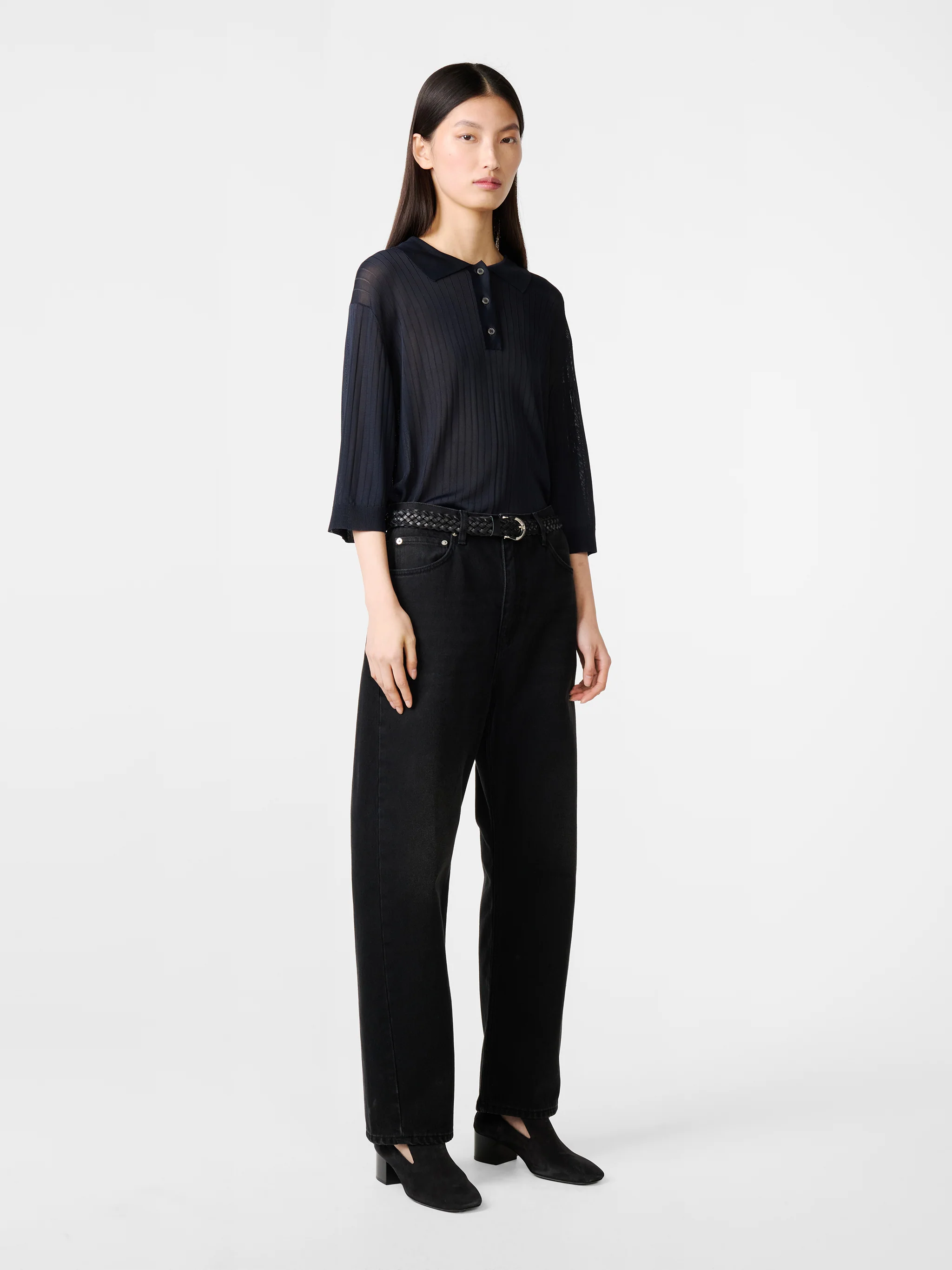 Denjo Straight Leg Denim Pant in Washed Black - Image 3