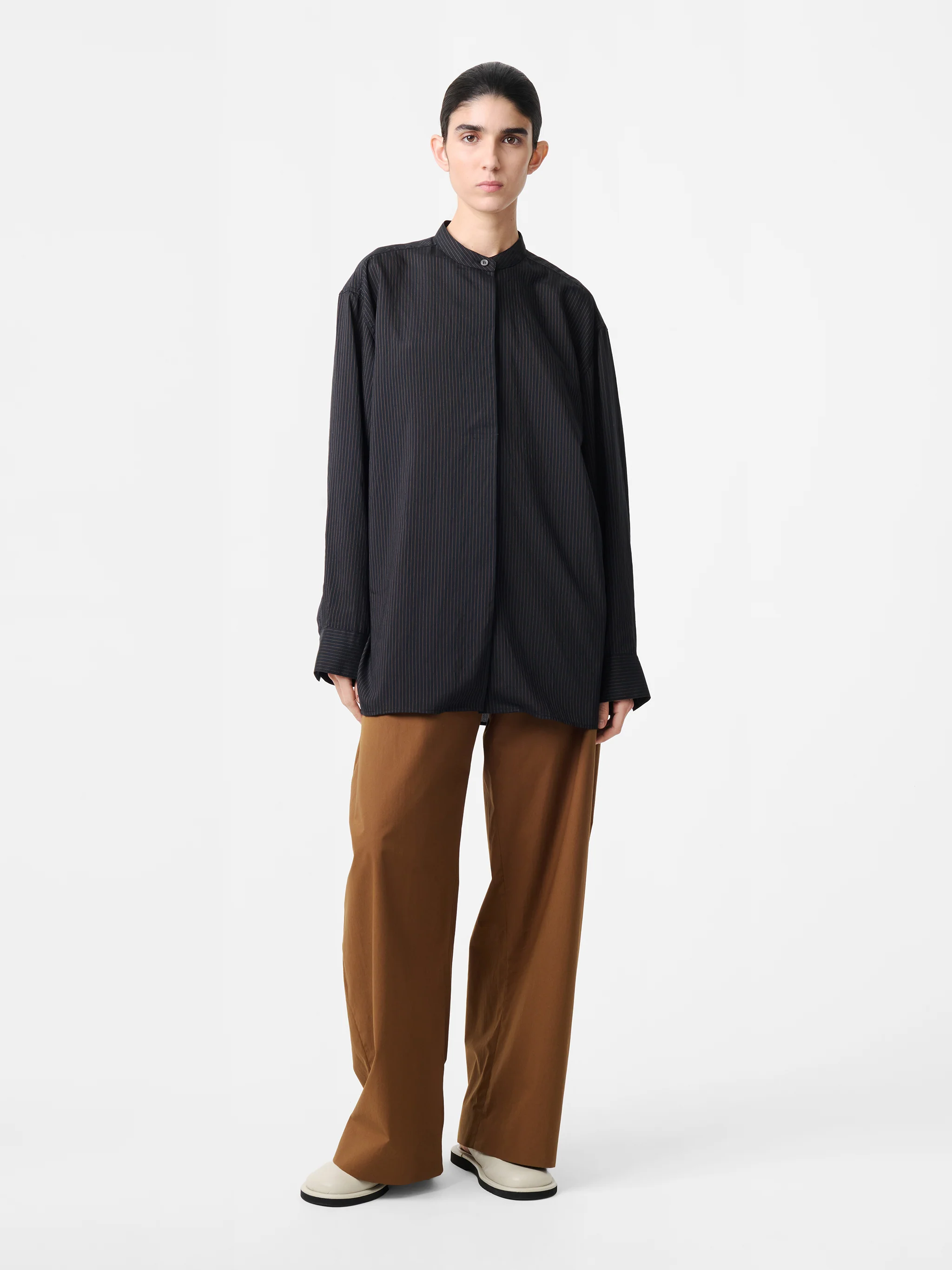 Faber Shirt in Darkest Navy / Almond Stripe - Image 3