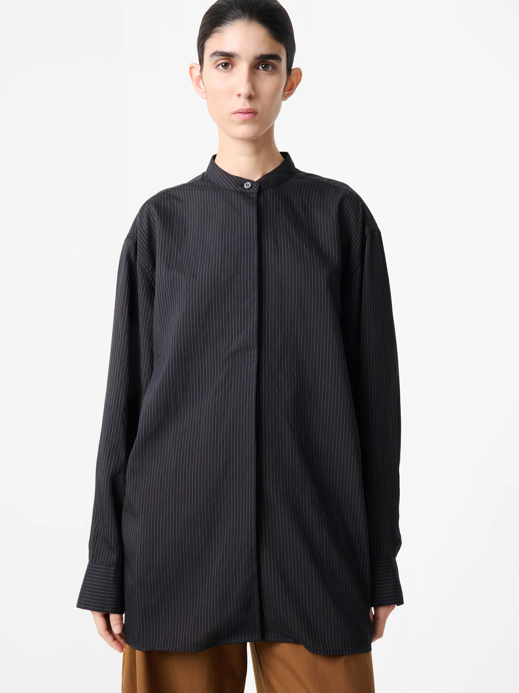 Faber Shirt in Darkest Navy / Almond Stripe - Image 4