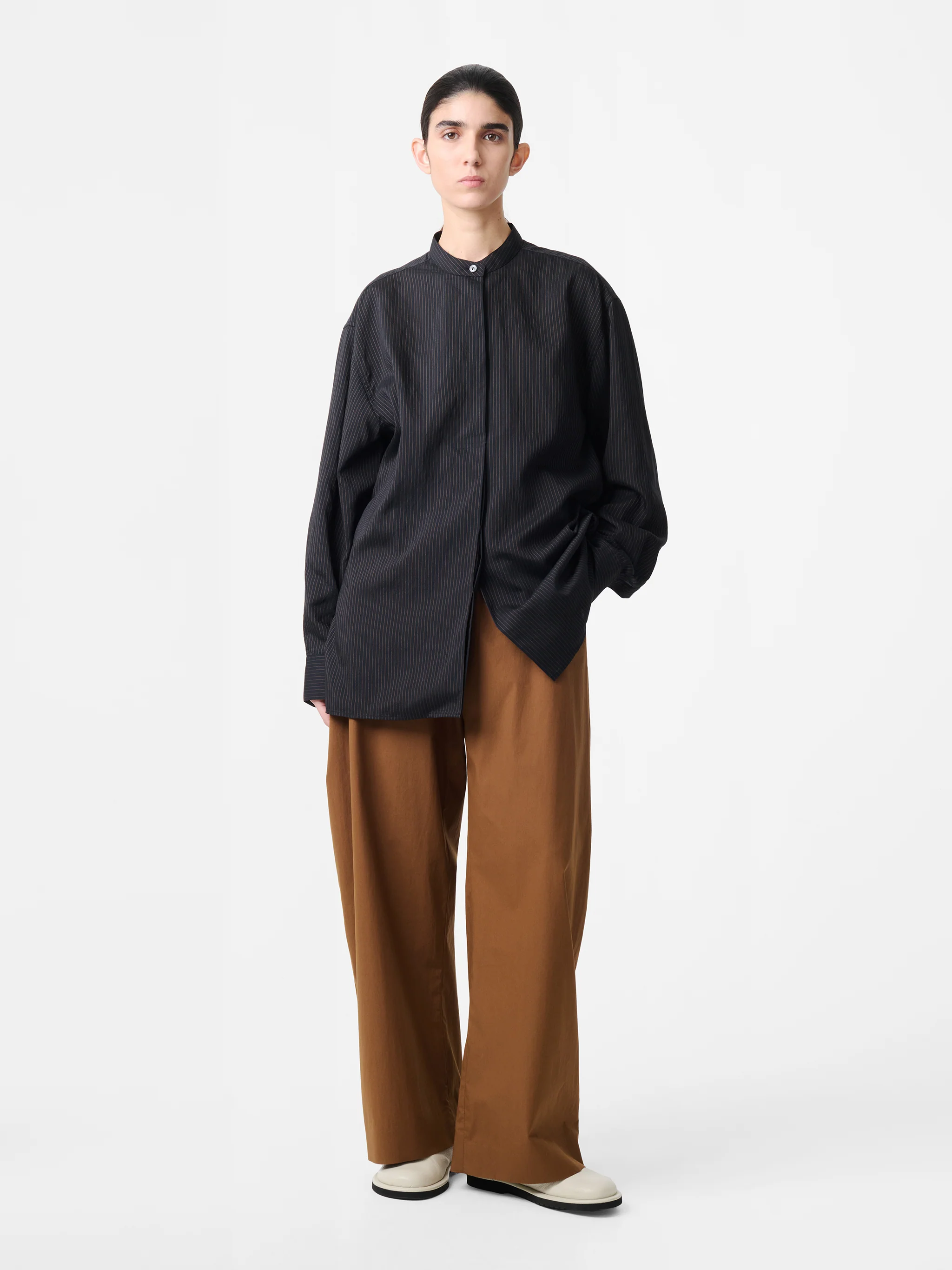 Faber Shirt in Darkest Navy / Almond Stripe - Image 5