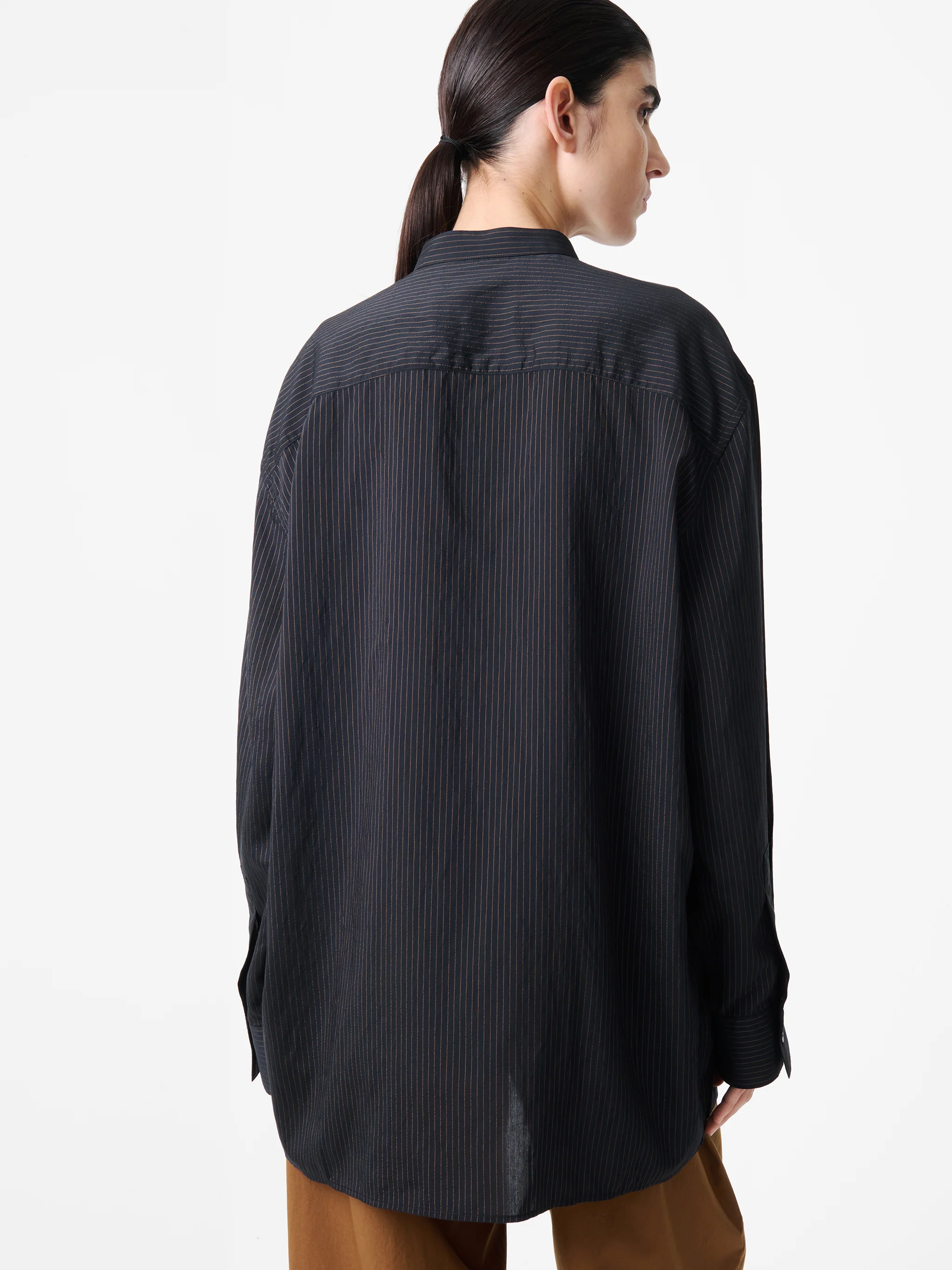 Faber Shirt in Darkest Navy / Almond Stripe - Image 6