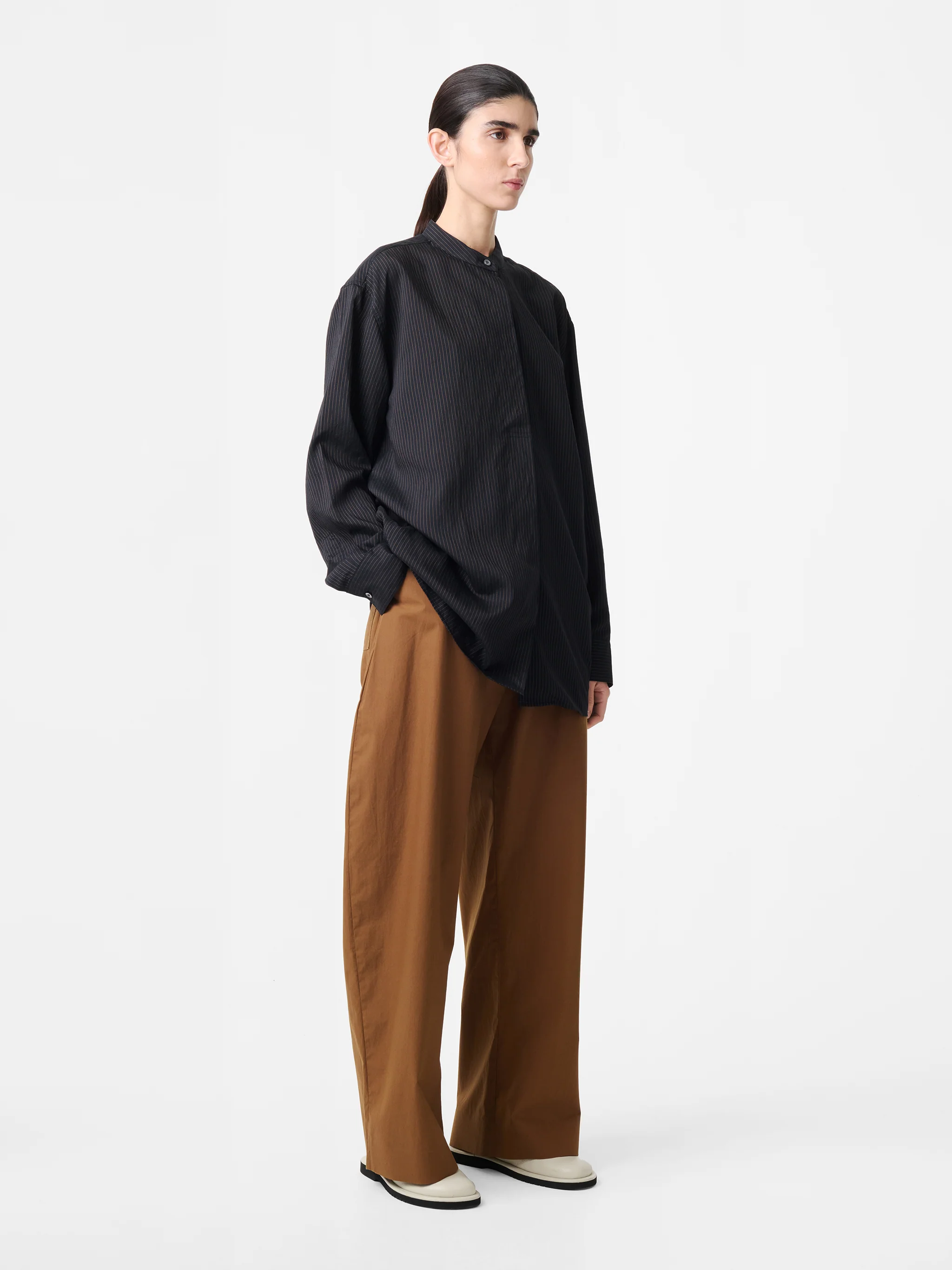 Faber Shirt in Darkest Navy / Almond Stripe - Image 7