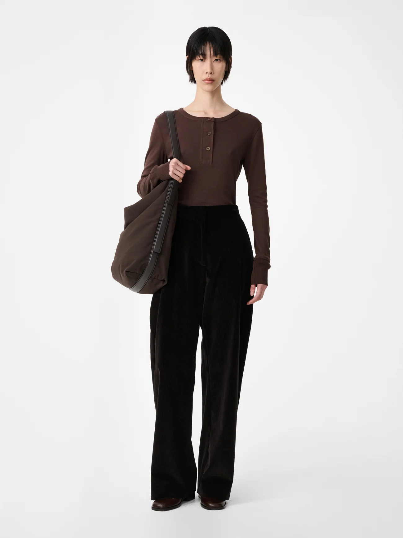 Grange Corduroy Wide Leg Pant in Espresso - Image 2