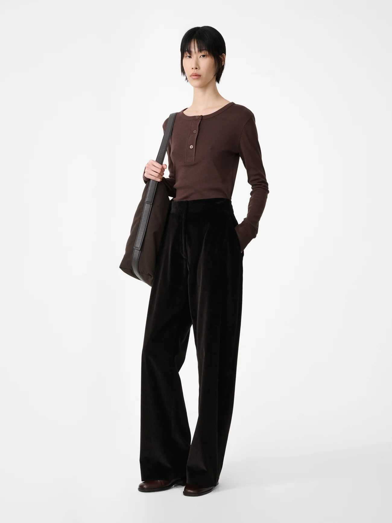 Grange Corduroy Wide Leg Pant in Espresso - Image 6