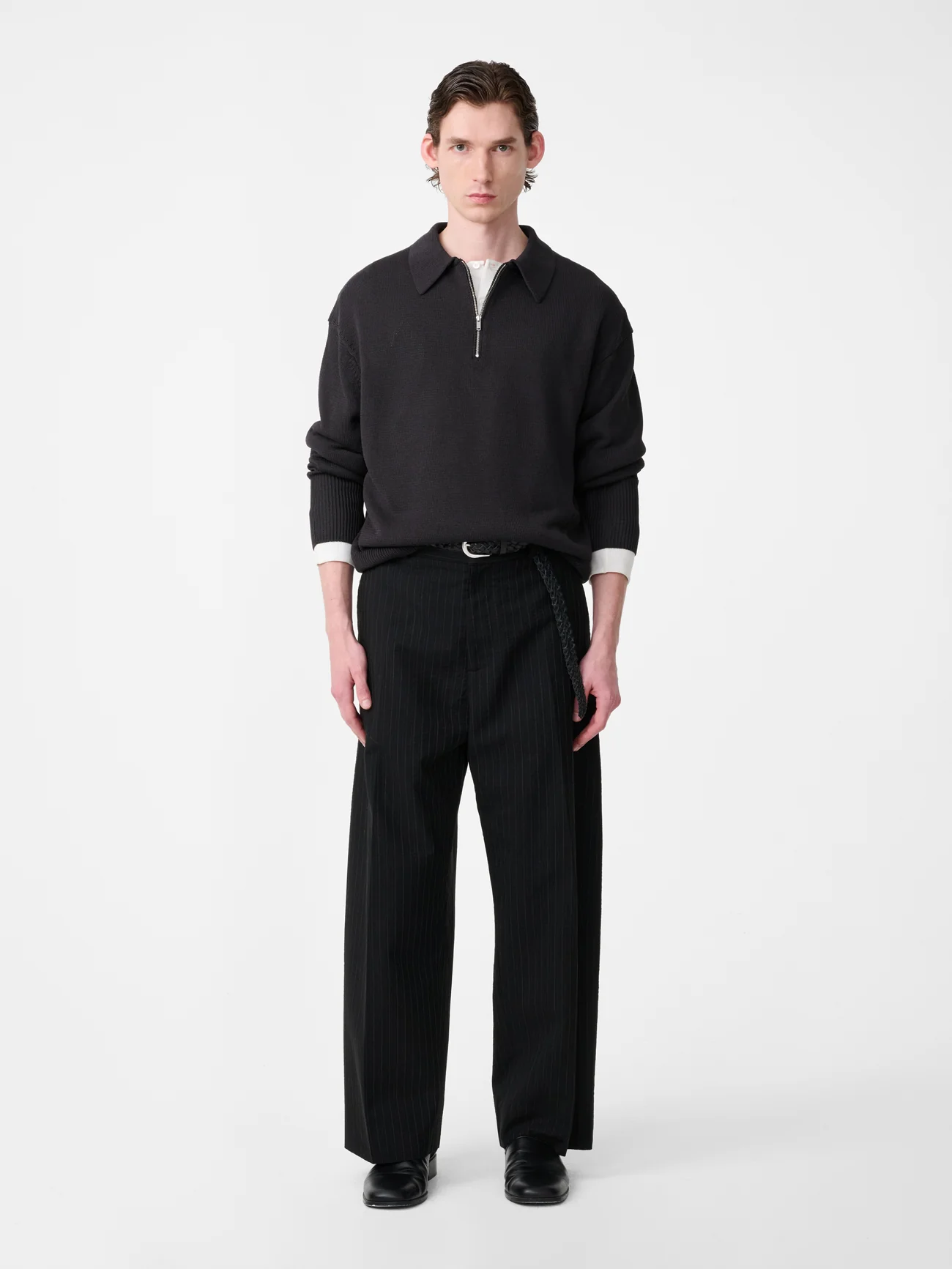 Heddy Knit Polo in Black Grape