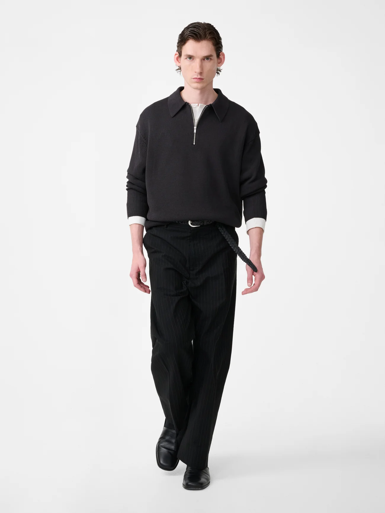 Heddy Knit Polo in Black Grape - Image 2