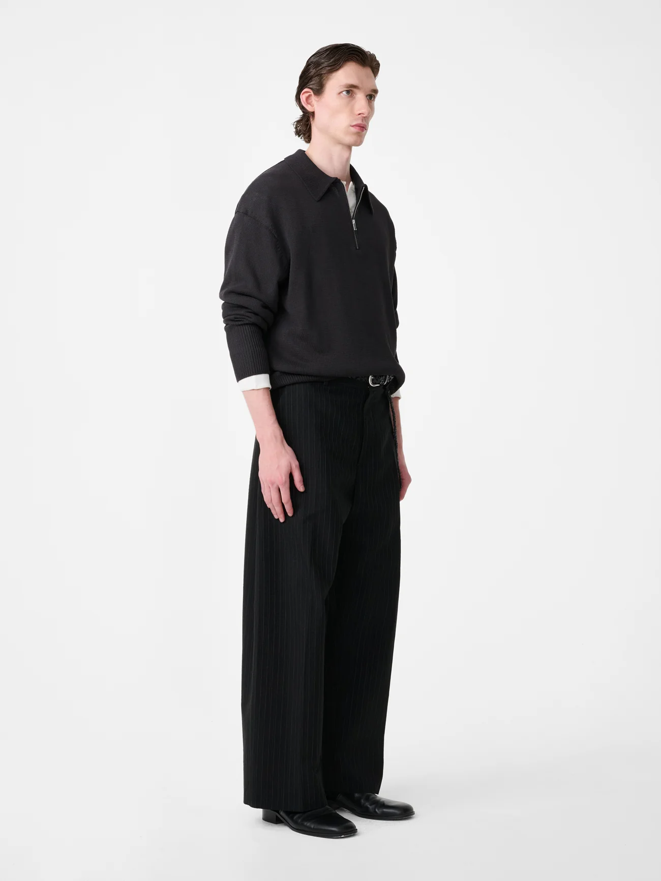 Heddy Knit Polo in Black Grape - Image 3