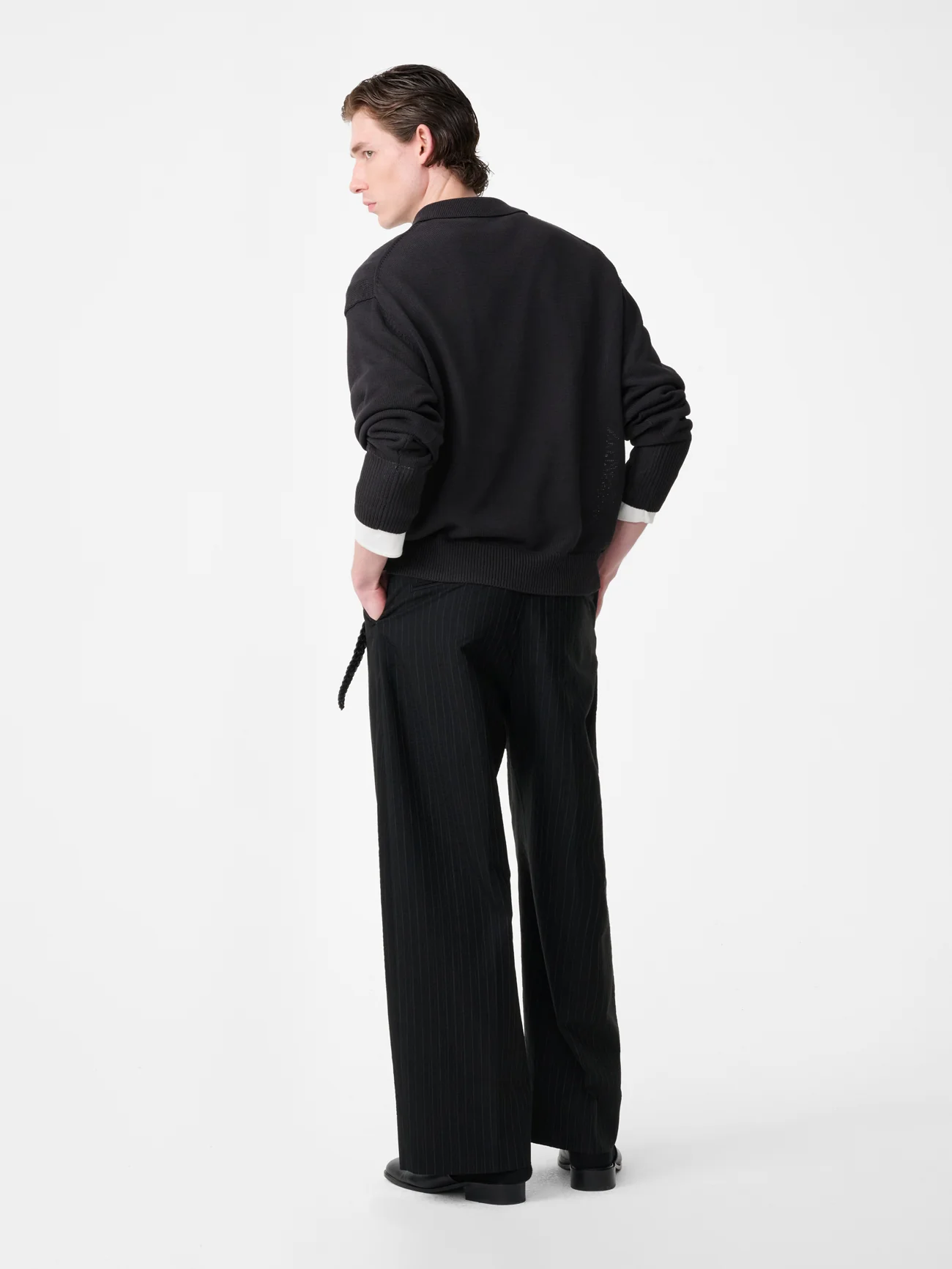 Heddy Knit Polo in Black Grape - Image 4