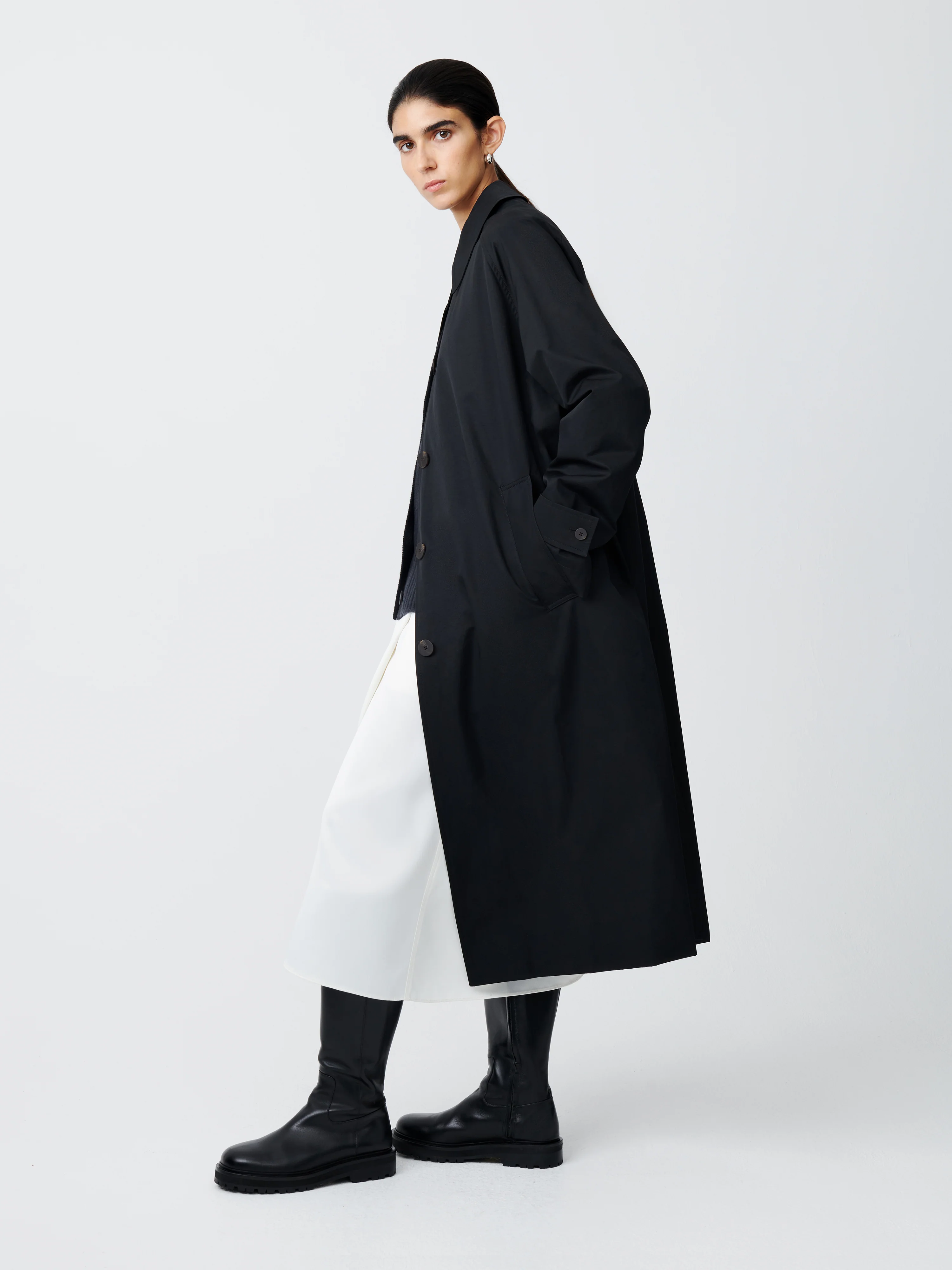 Holin Coated Cotton Coat in Black - Image 2