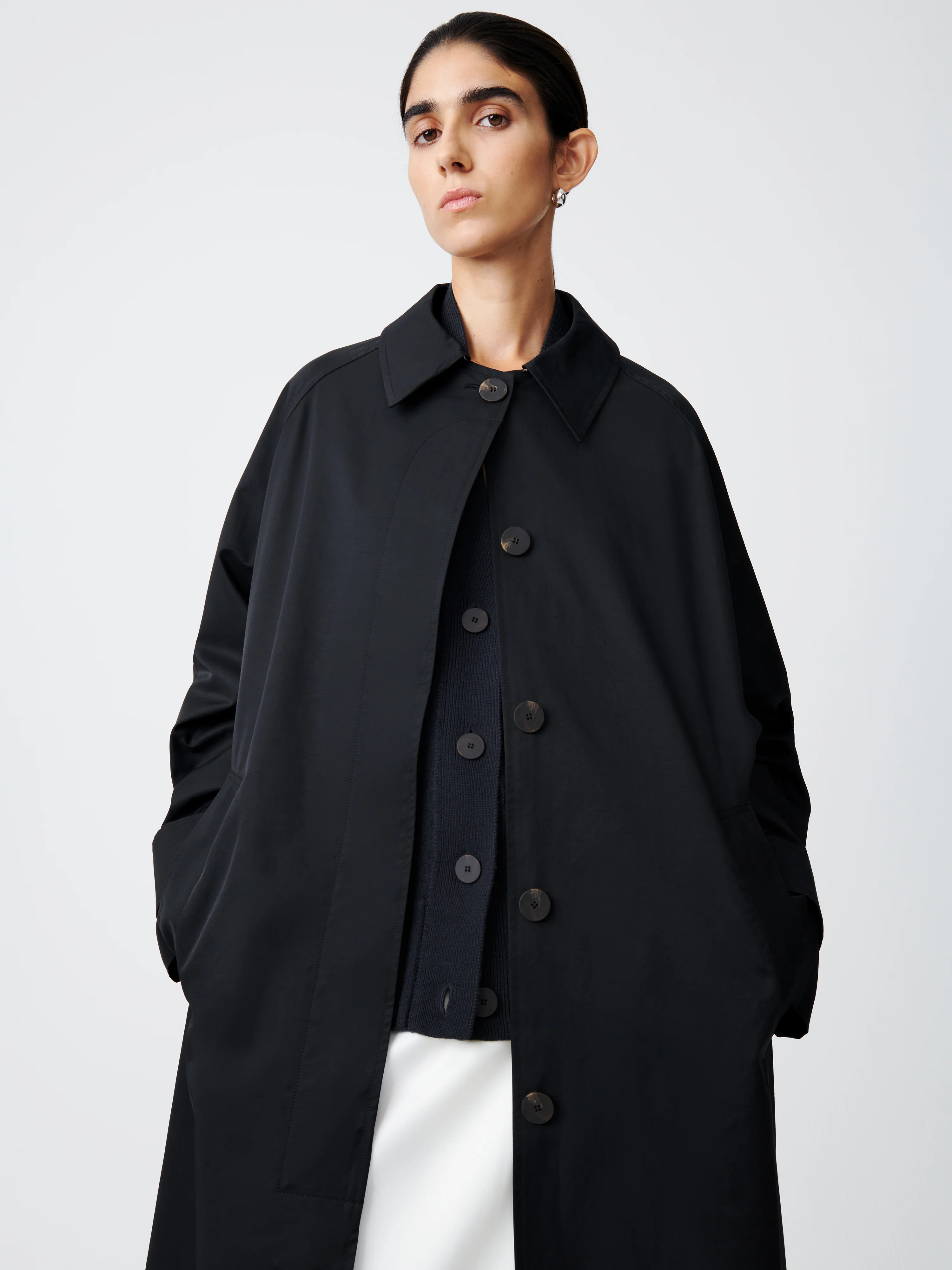 Holin Coated Cotton Coat in Black - Image 4