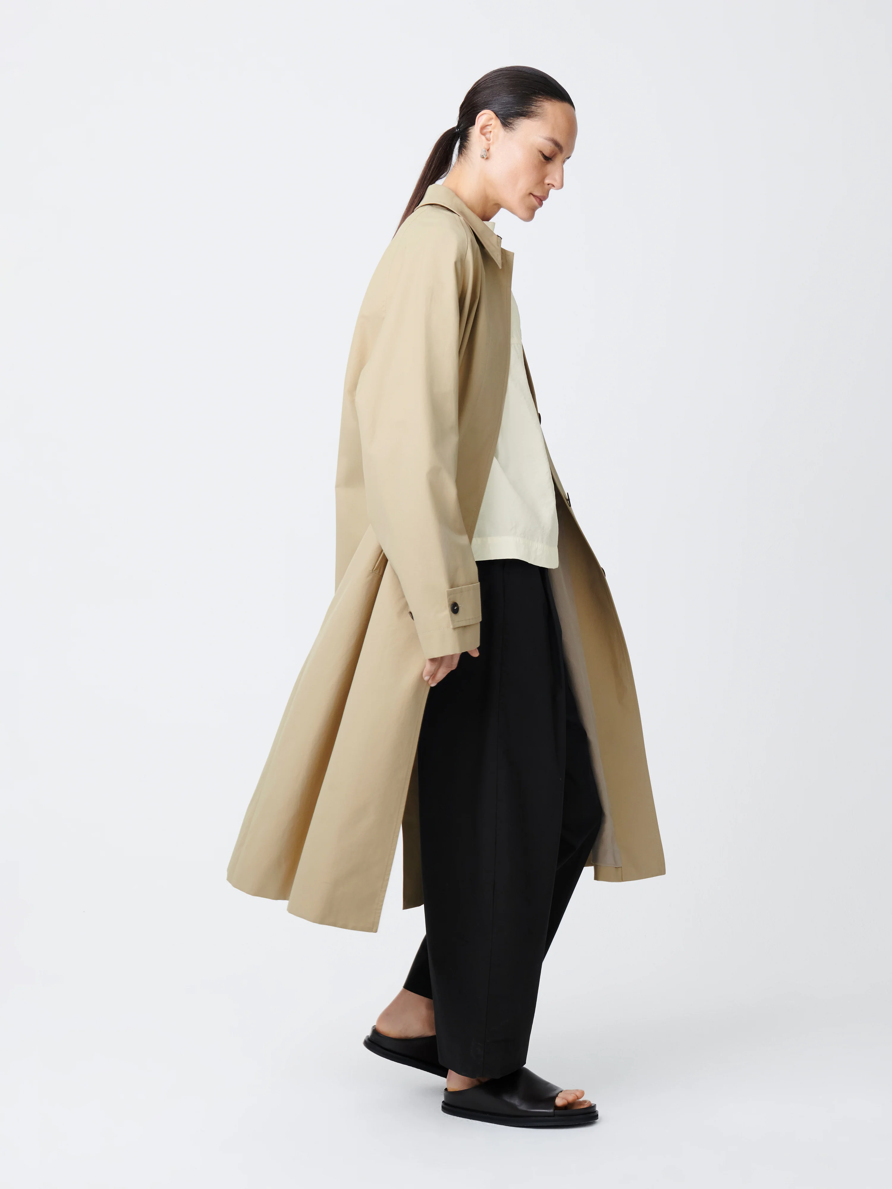 Holin Technical Cotton Trench In Tan - Image 3
