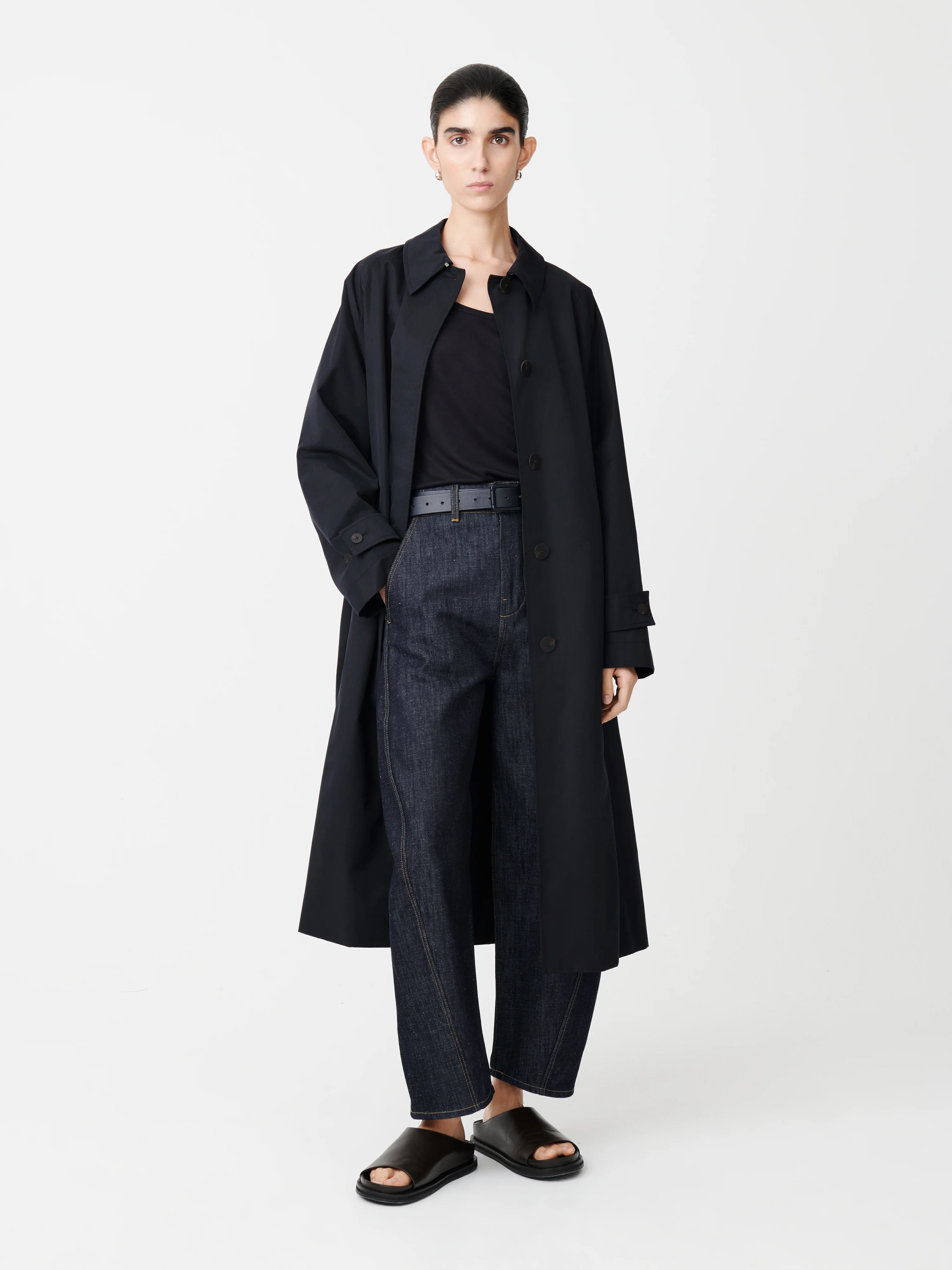 Holin Technical Cotton Trench in Dark Navy