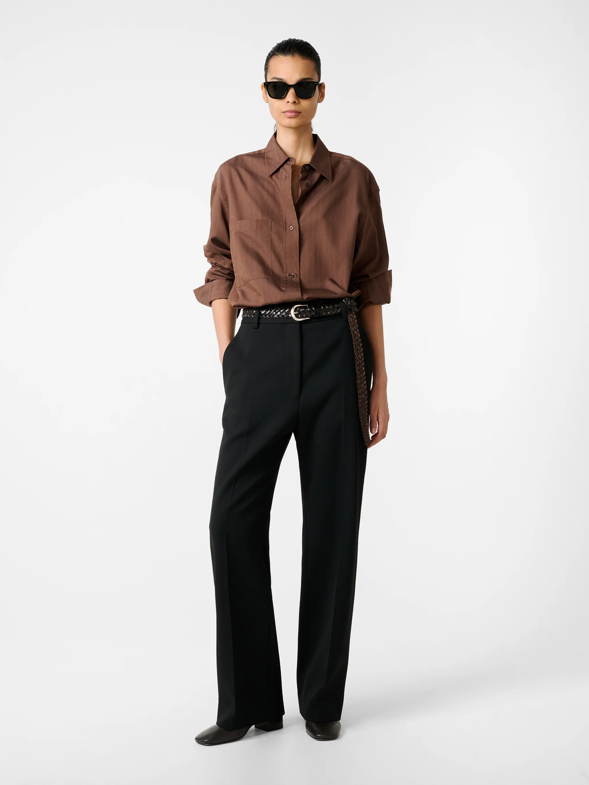 Leto Shirt in Brown Stripe - Image 4