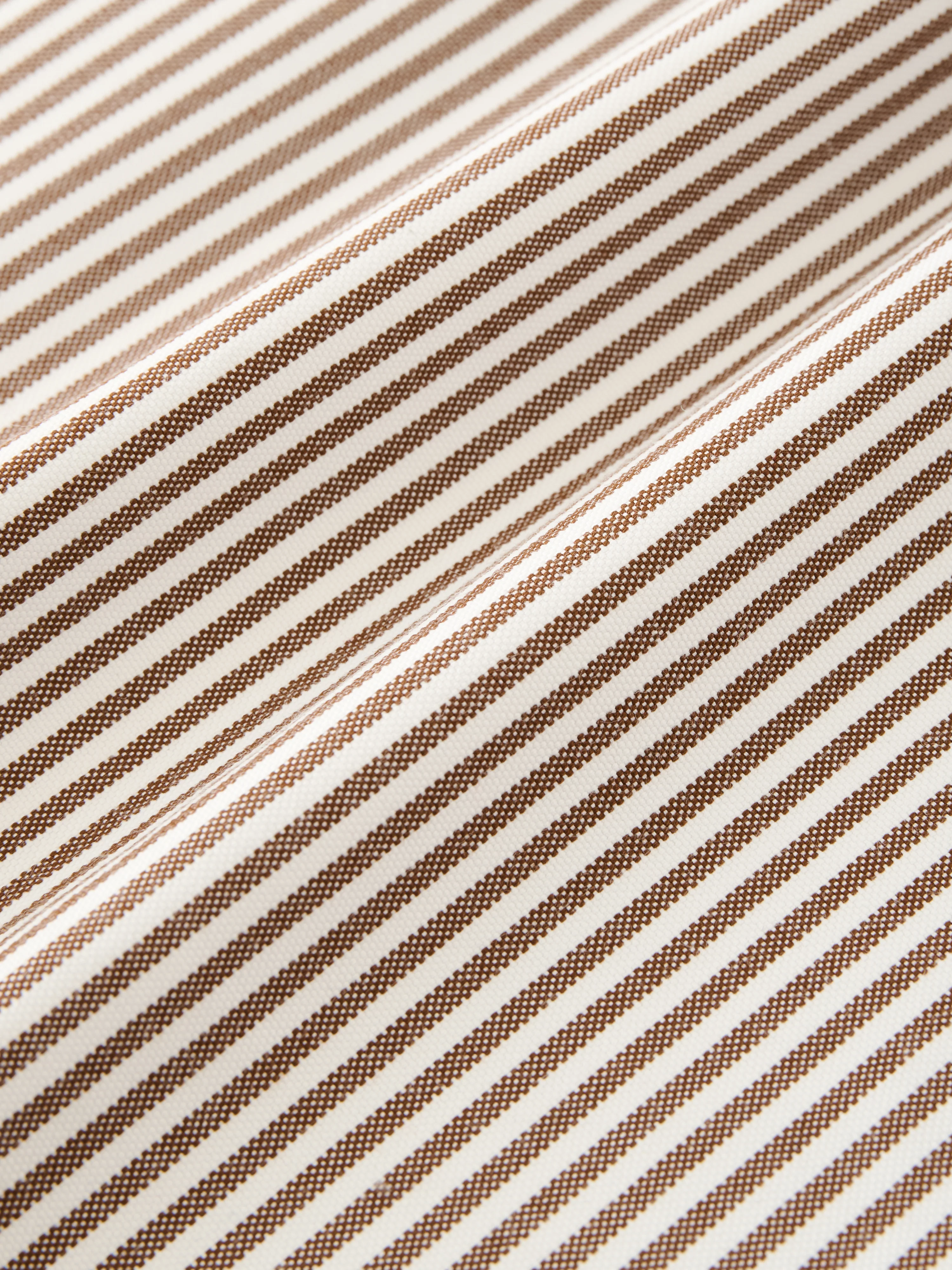 SN X BEAMS Plus Lisa Oxford Shirt in Brown White Stripe - Image 8