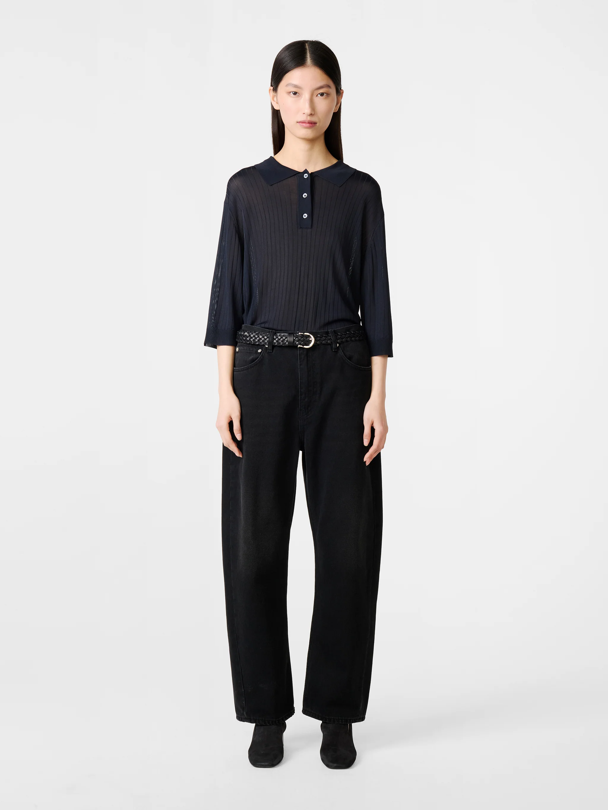 Lordi Knit Polo in Darkest Navy - Image 3