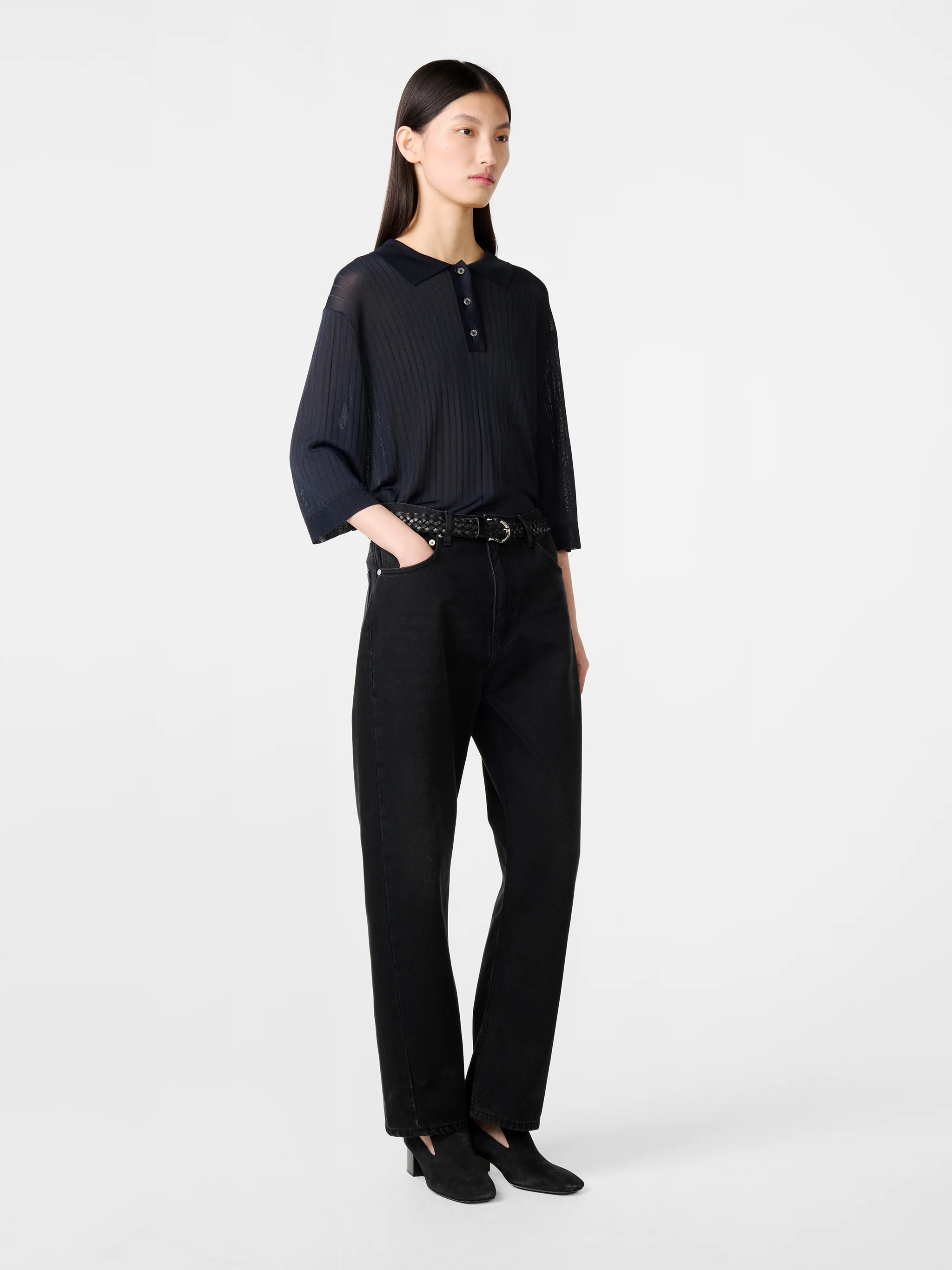 Lordi Knit Polo in Darkest Navy - Image 4