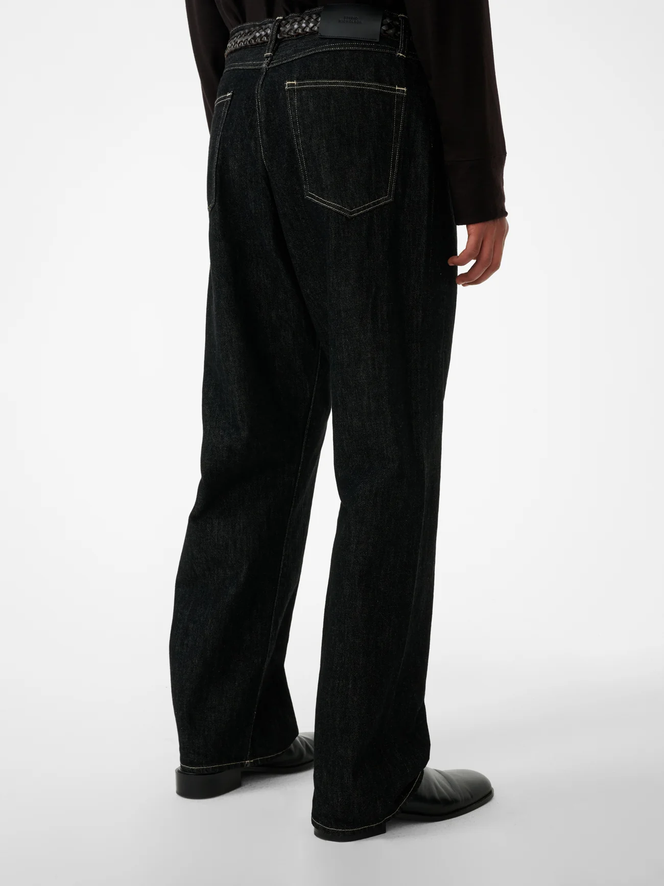 Marylebone Straight Leg Denim Pant in Black / White Weft - Image 10
