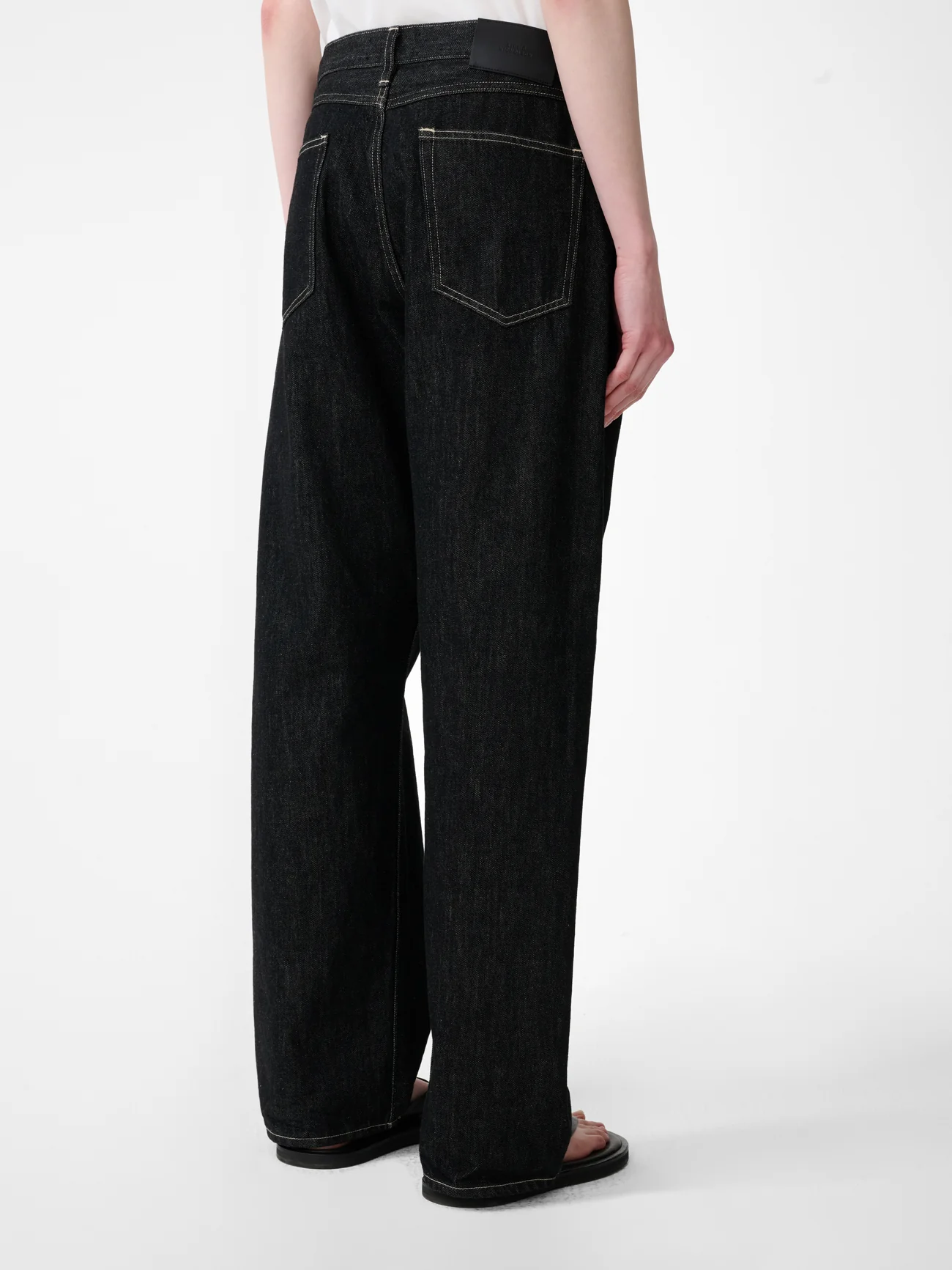 Marylebone Straight Leg Denim Pant in Black / White Weft - Image 11