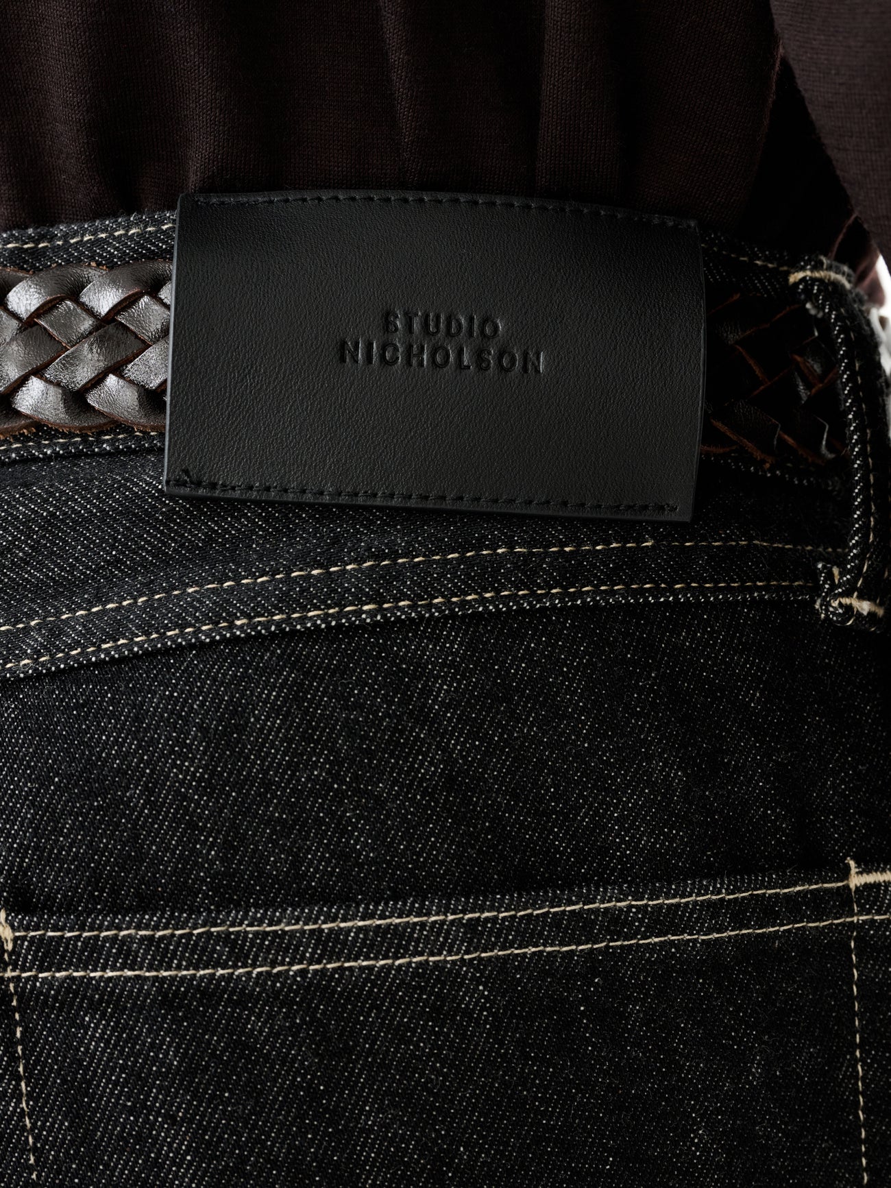 Marylebone Straight Leg Denim Pant in Black / White Weft - Image 12