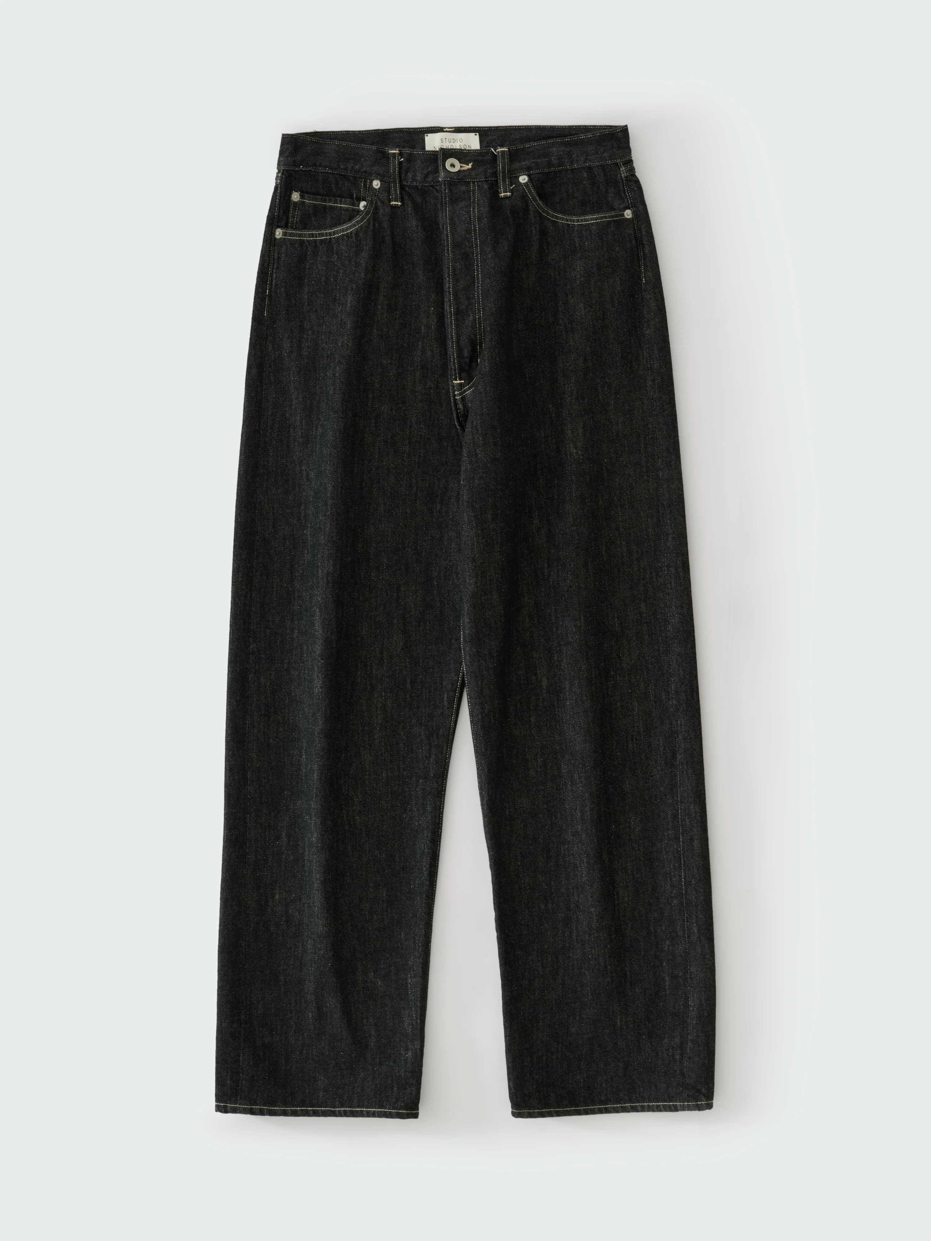 Marylebone Straight Leg Denim Pant in Black / White Weft - Image 13