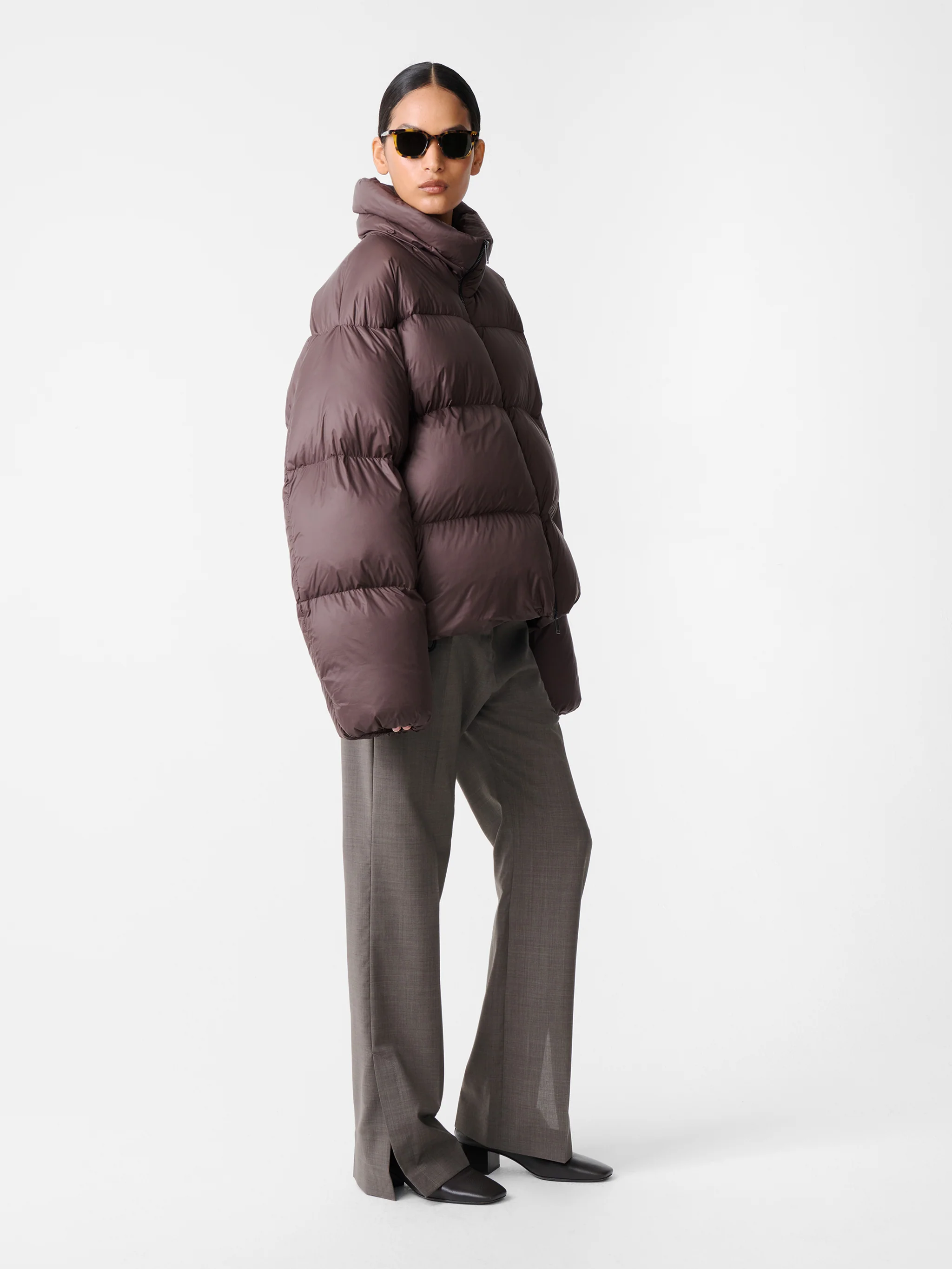 Massey Puffer Jacket in Chocolate Brown - Image 2