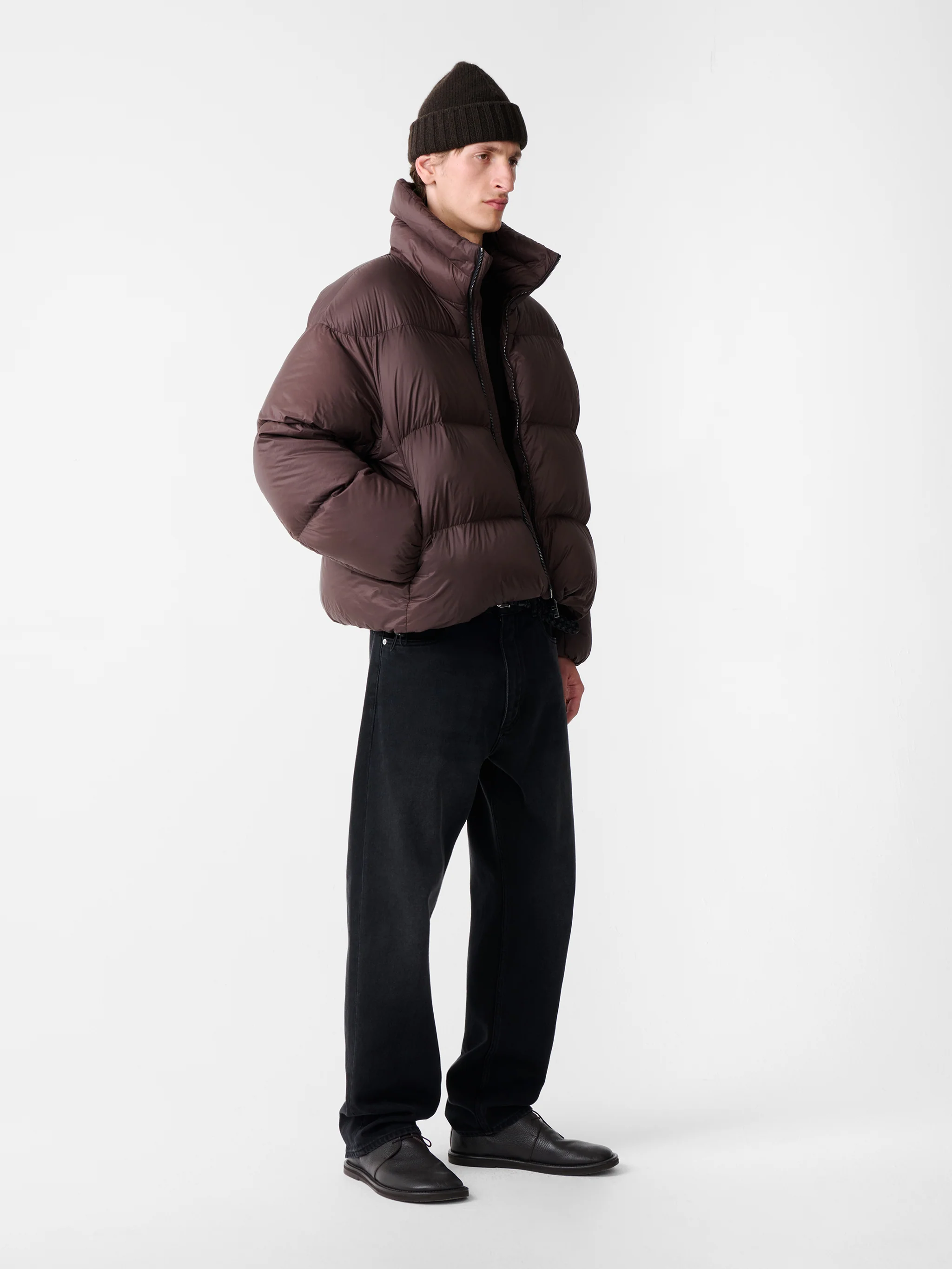 Massey Puffer Jacket in Chocolate Brown - Image 3