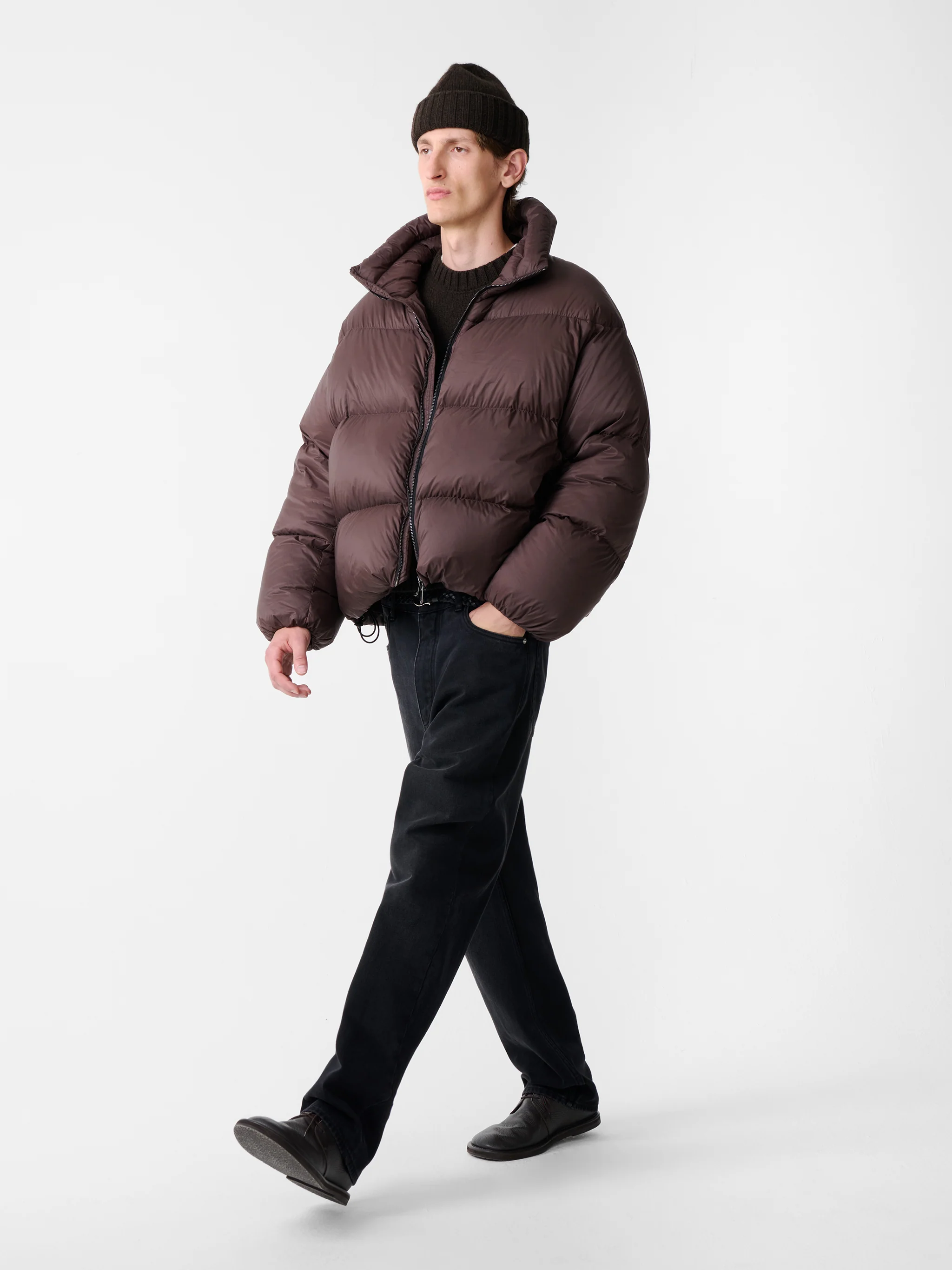 Massey Puffer Jacket in Chocolate Brown - Image 5