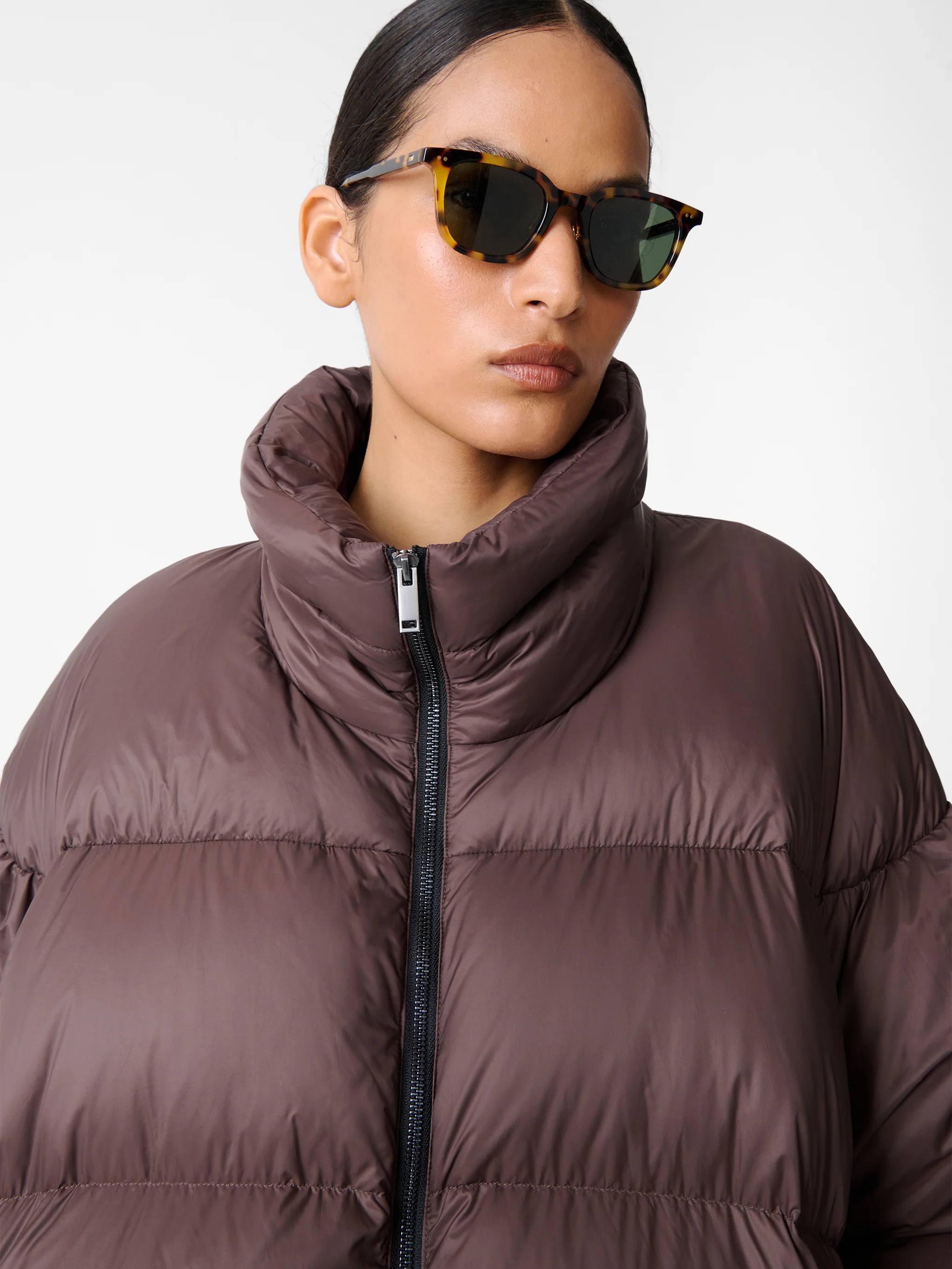Massey Puffer Jacket in Chocolate Brown - Image 6