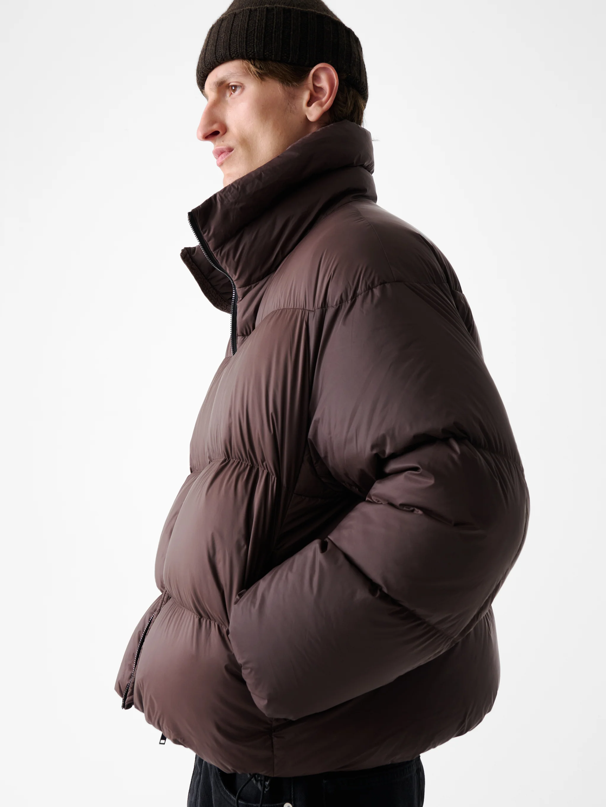 Massey Puffer Jacket in Chocolate Brown - Image 7