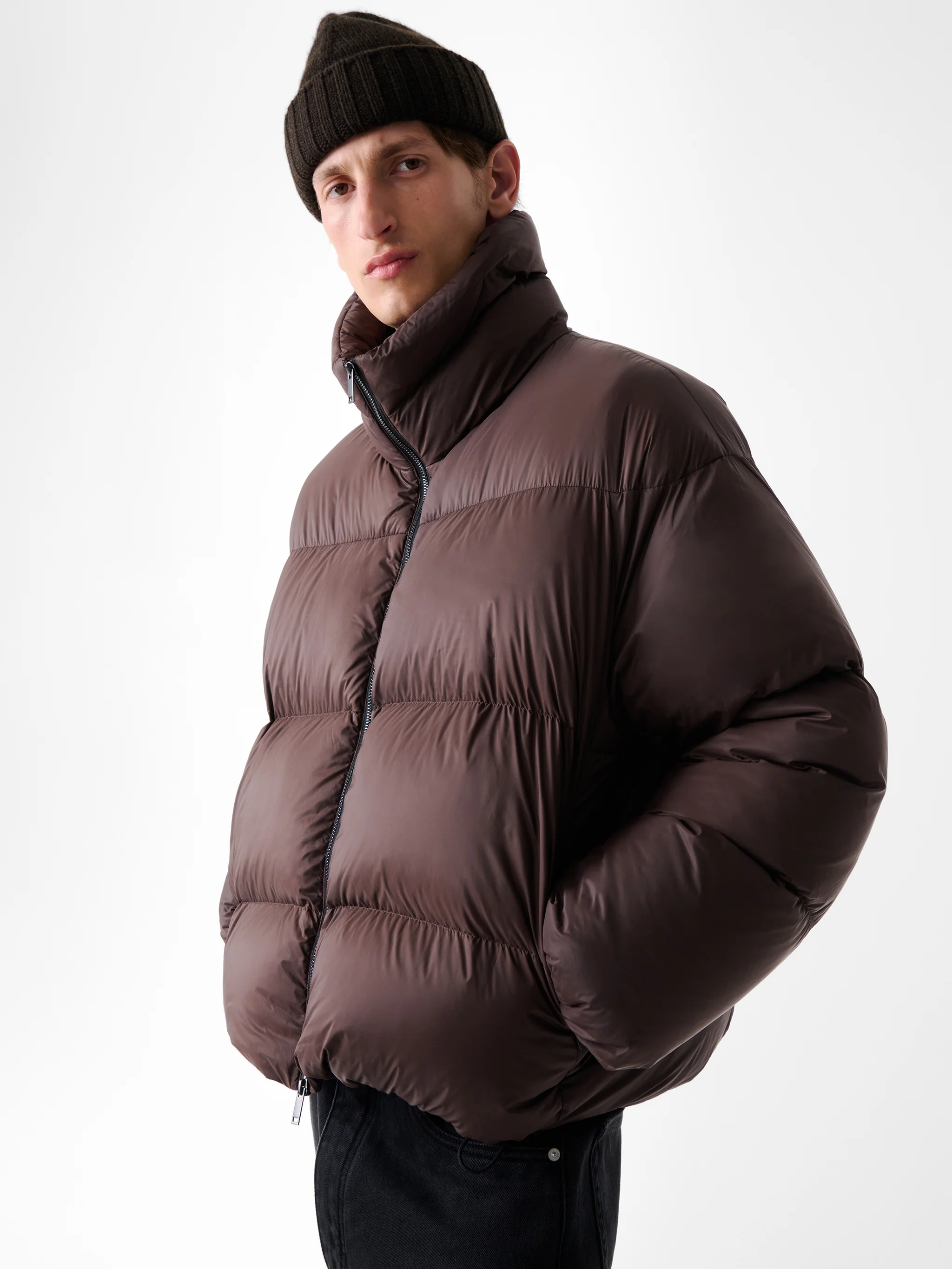 Massey Puffer Jacket in Chocolate Brown - Image 8